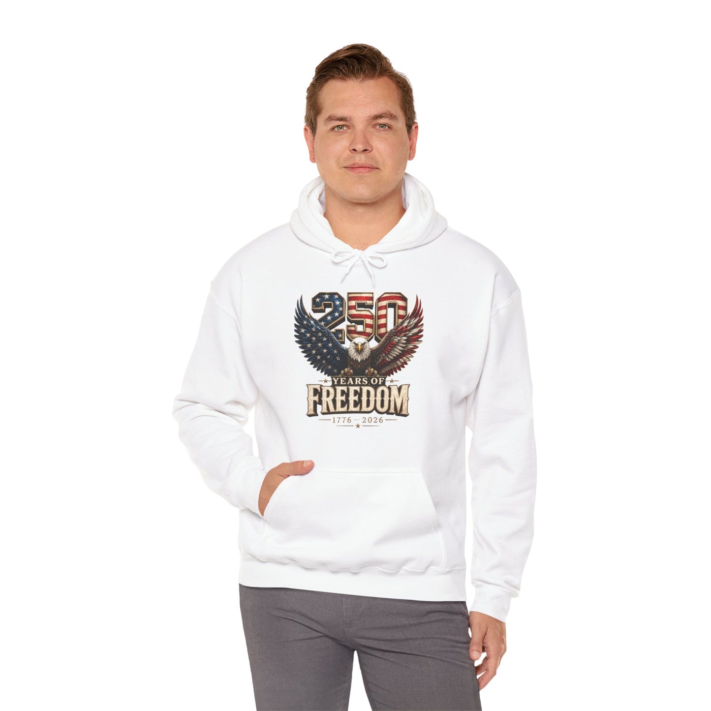 #250 250 Years of Freedom Eagle Patriotic American Flag Anniversary (1776–2026) Patriotic Hoodie