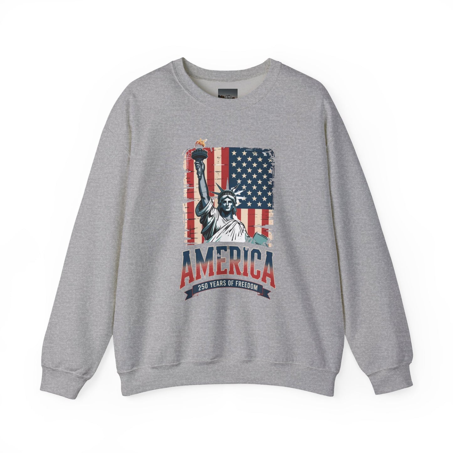 #250 Statue of Liberty American Flag 'America' Patriotic Independence Day Crewneck Sweatshirt