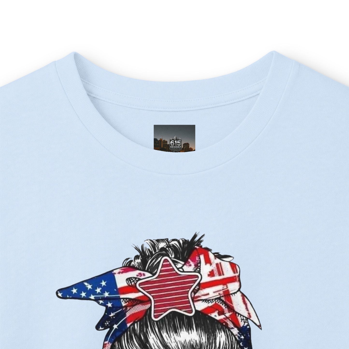 #250 Mama USA Flag Messy Bunn Long Sleeve Tee