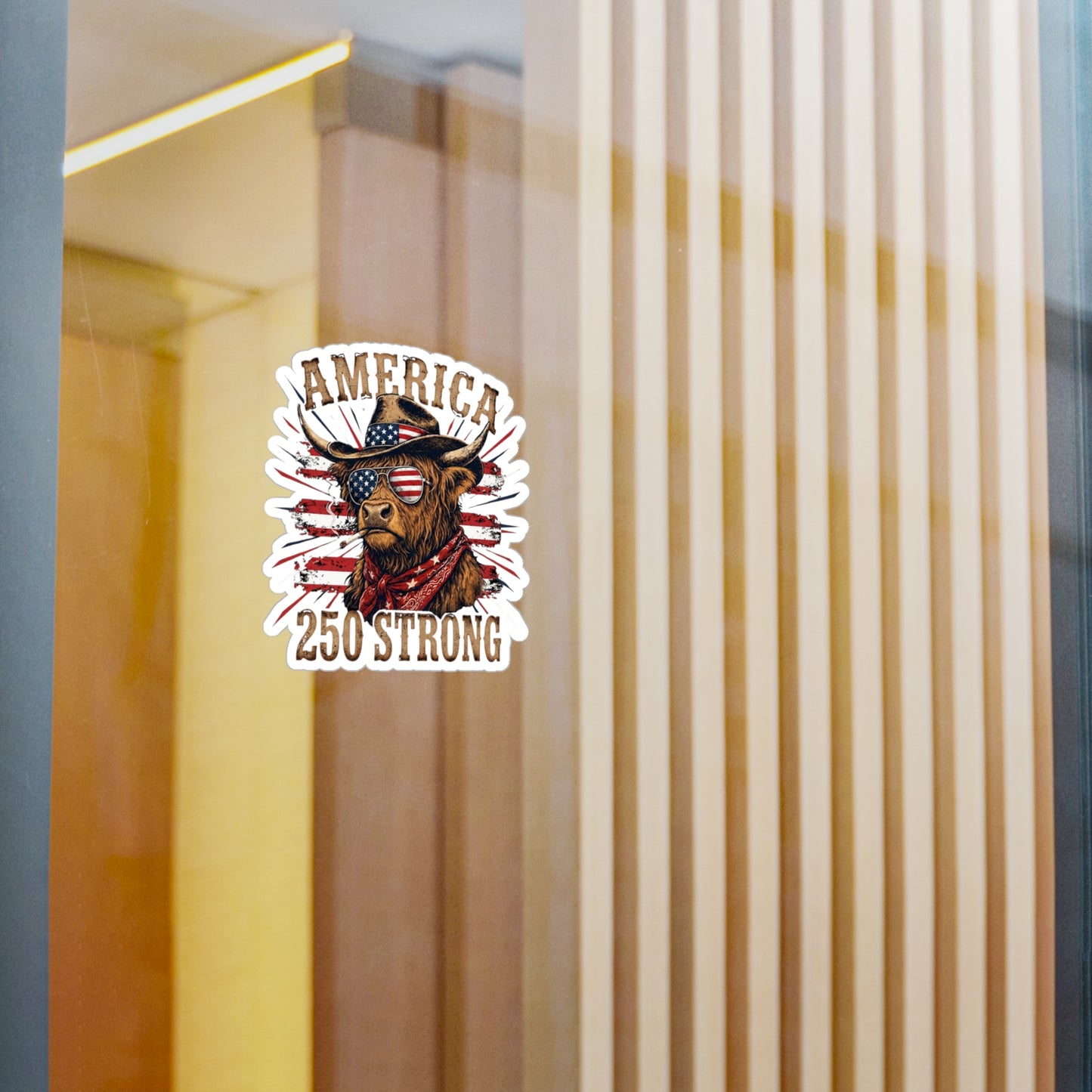 #250 America 250 Strong Patriotic Bull with American Flag Vinyl Sticker Kiss-Cut Decal (Fourth of July)