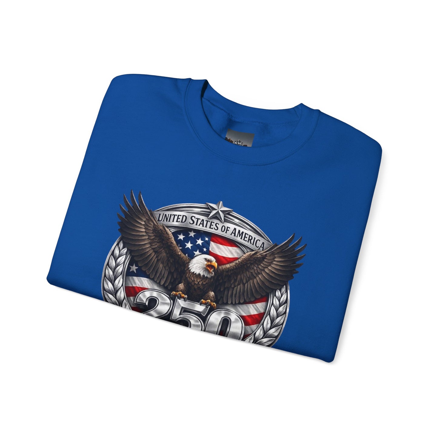 #250 Patriotic Bald Eagle 250 United States Emblem Crewneck Sweatshirt