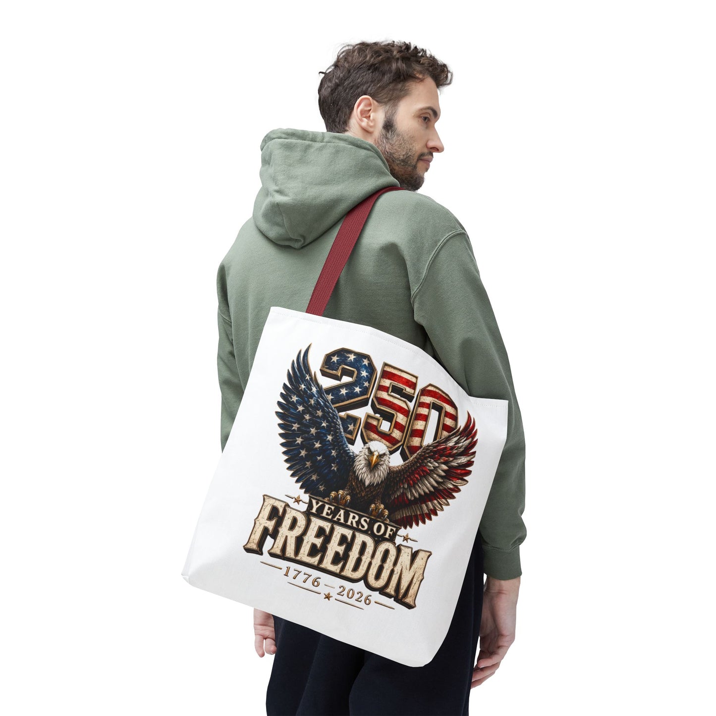 #250 250 Years of Freedom Eagle Patriotic American Flag Anniversary (1776–2026) Patriotic Tote Bag