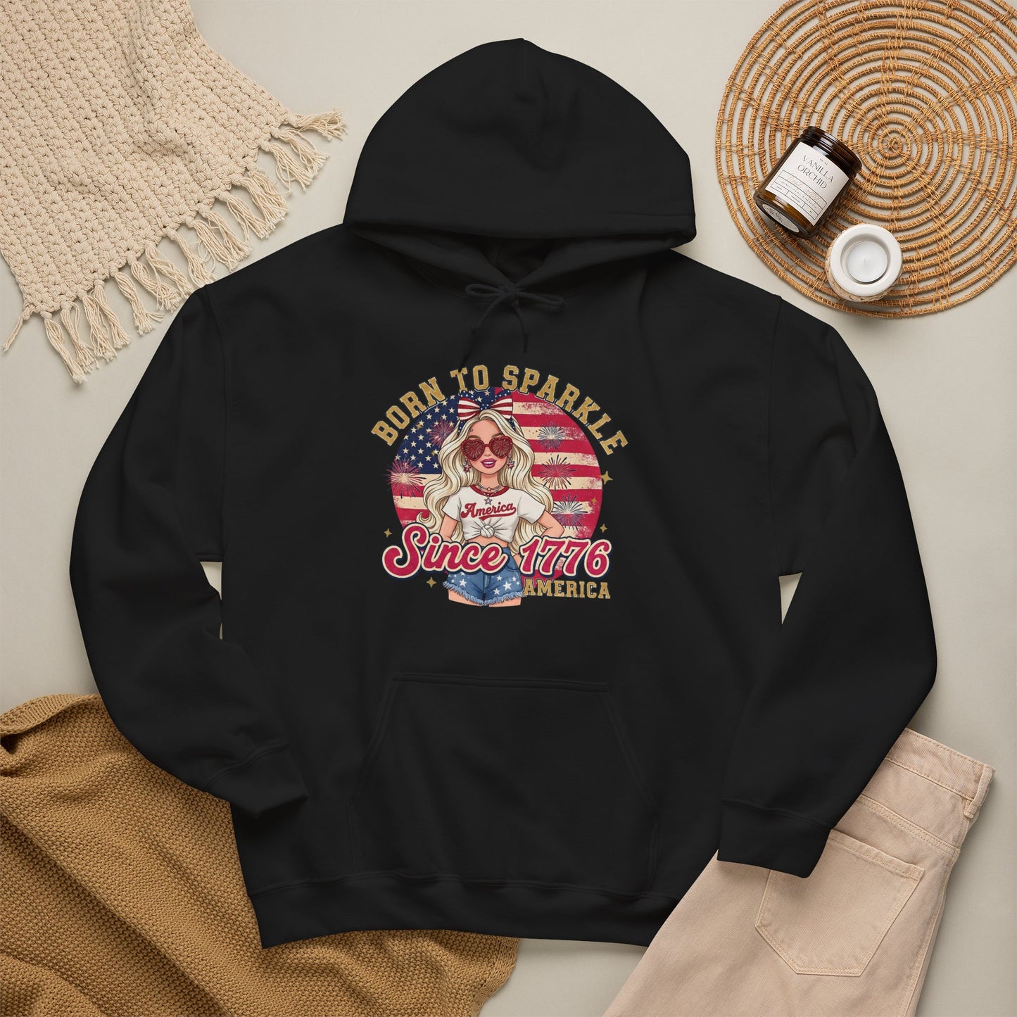 #250 "Born to Sparkle Since 1776" Patriotic Hoodie
