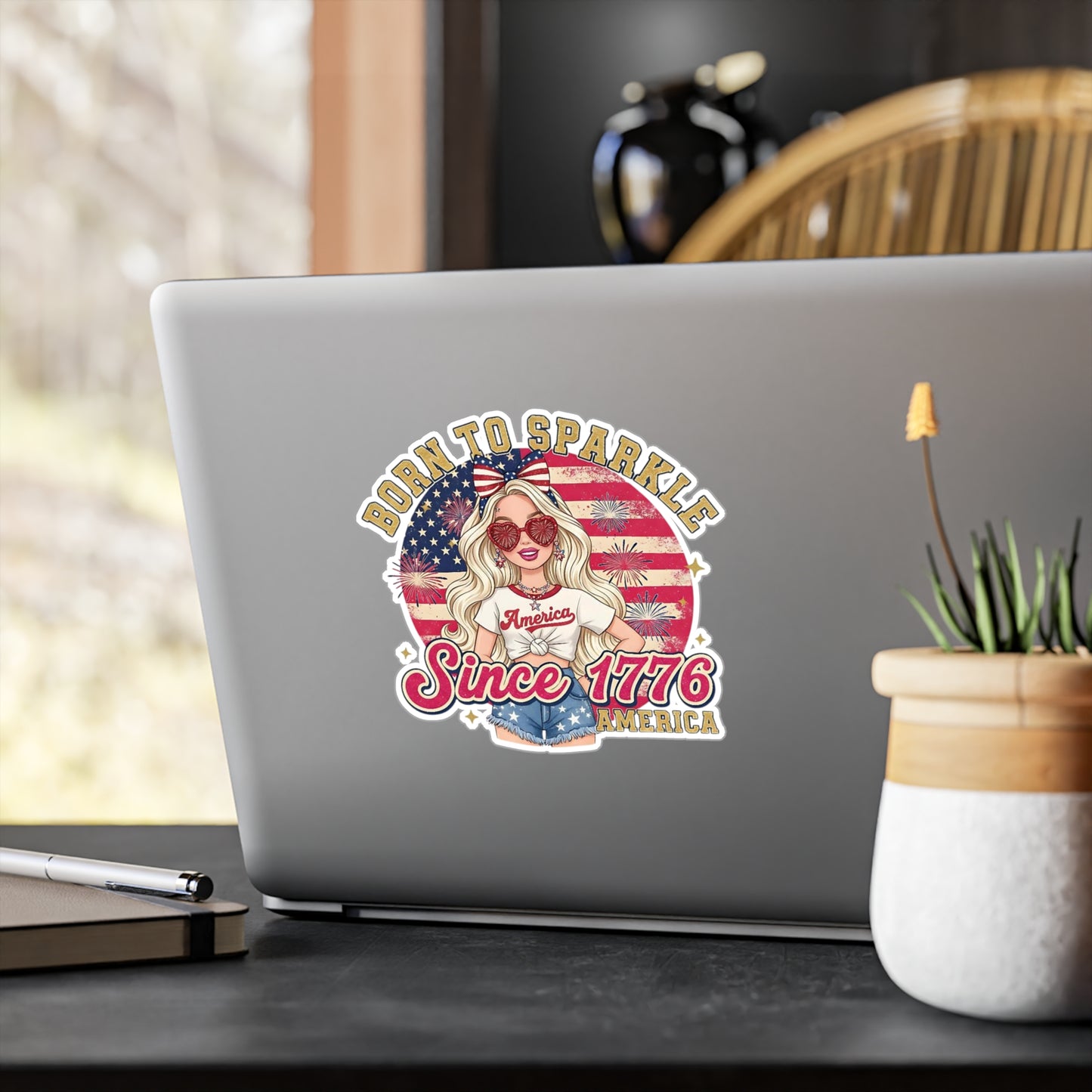 #250 "Born to Sparkle Since 1776" Patriotic Vinyl Sticker Kiss-Cut Decal (Fourth of July)