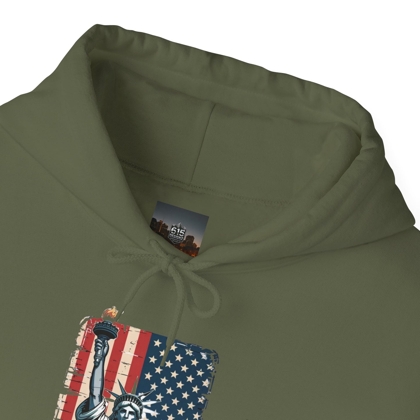 #250 Statue of Liberty American Flag 'America' Patriotic Independence Day Hoodie