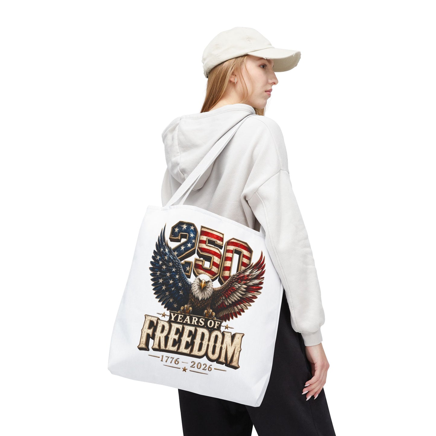 #250 250 Years of Freedom Eagle Patriotic American Flag Anniversary (1776–2026) Patriotic Tote Bag