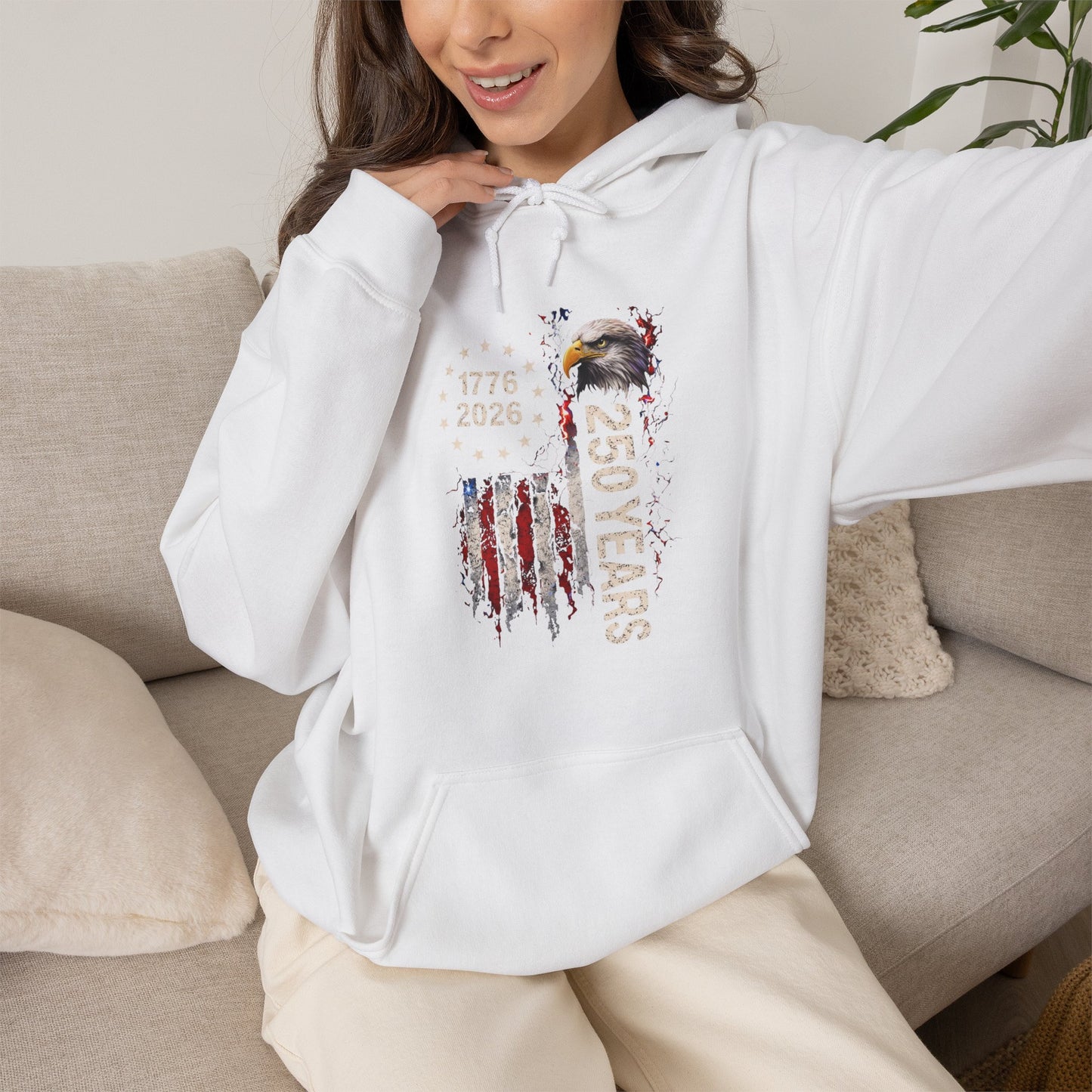 #250 1776-2026 250 Years USA Bicentennial Eagle Hoodie