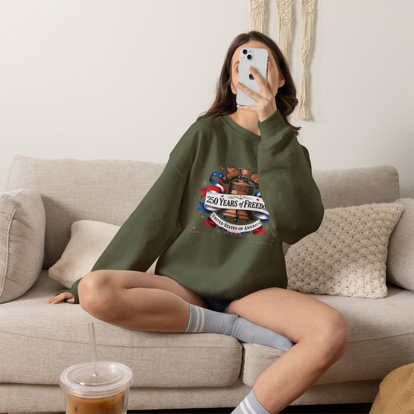 #250 250 Years of Freedom Liberty Bell Crewneck Sweatshirt