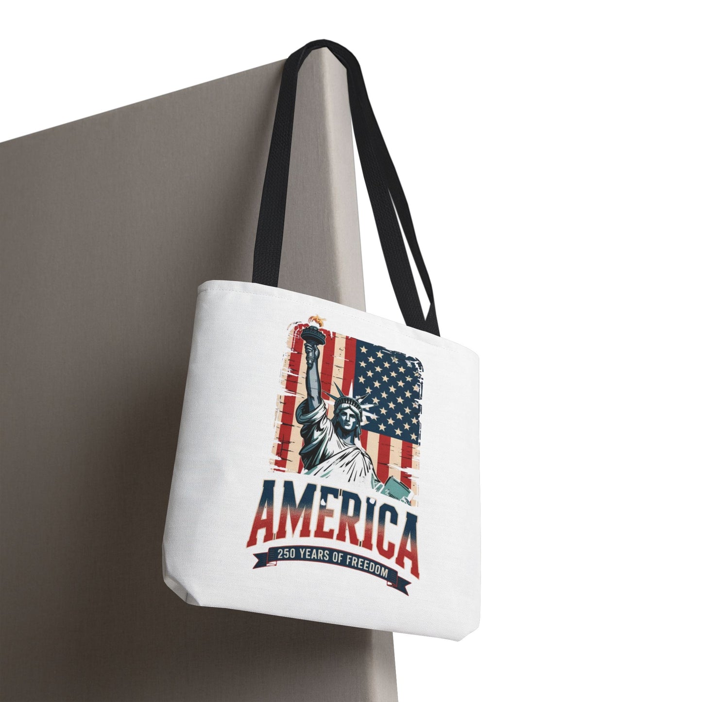 #250 Statue of Liberty American Flag 'America' Patriotic Independence Day Tote Bag