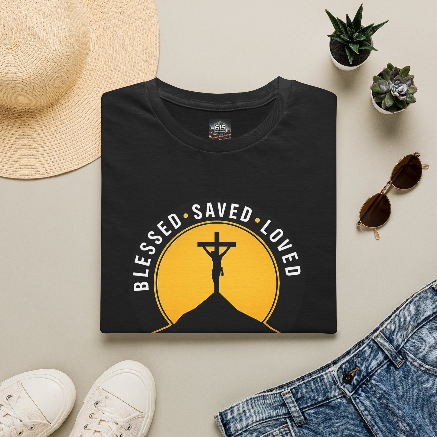 Blessed • Saved • Loved by Jesus T-Shirt — Christian Faith Tee