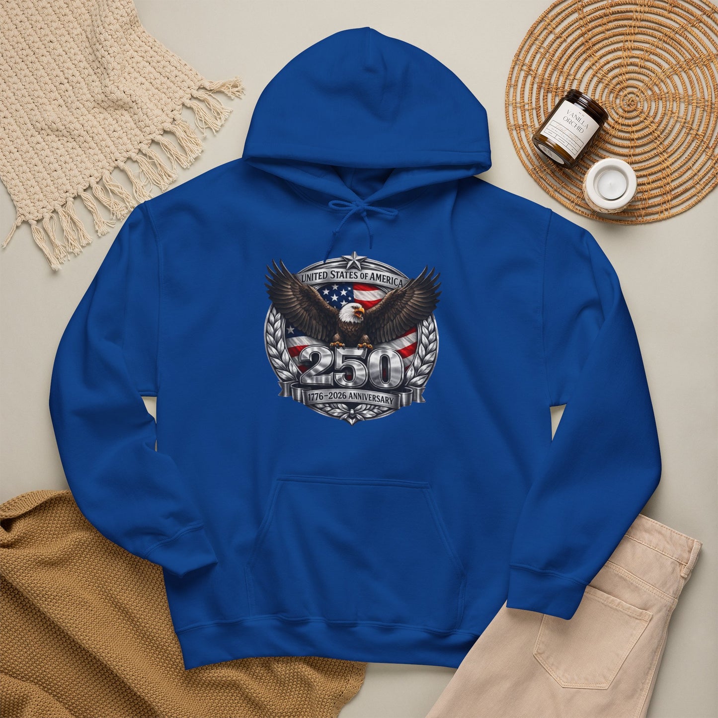 #250 Patriotic Bald Eagle 250 United States Emblem Hoodie