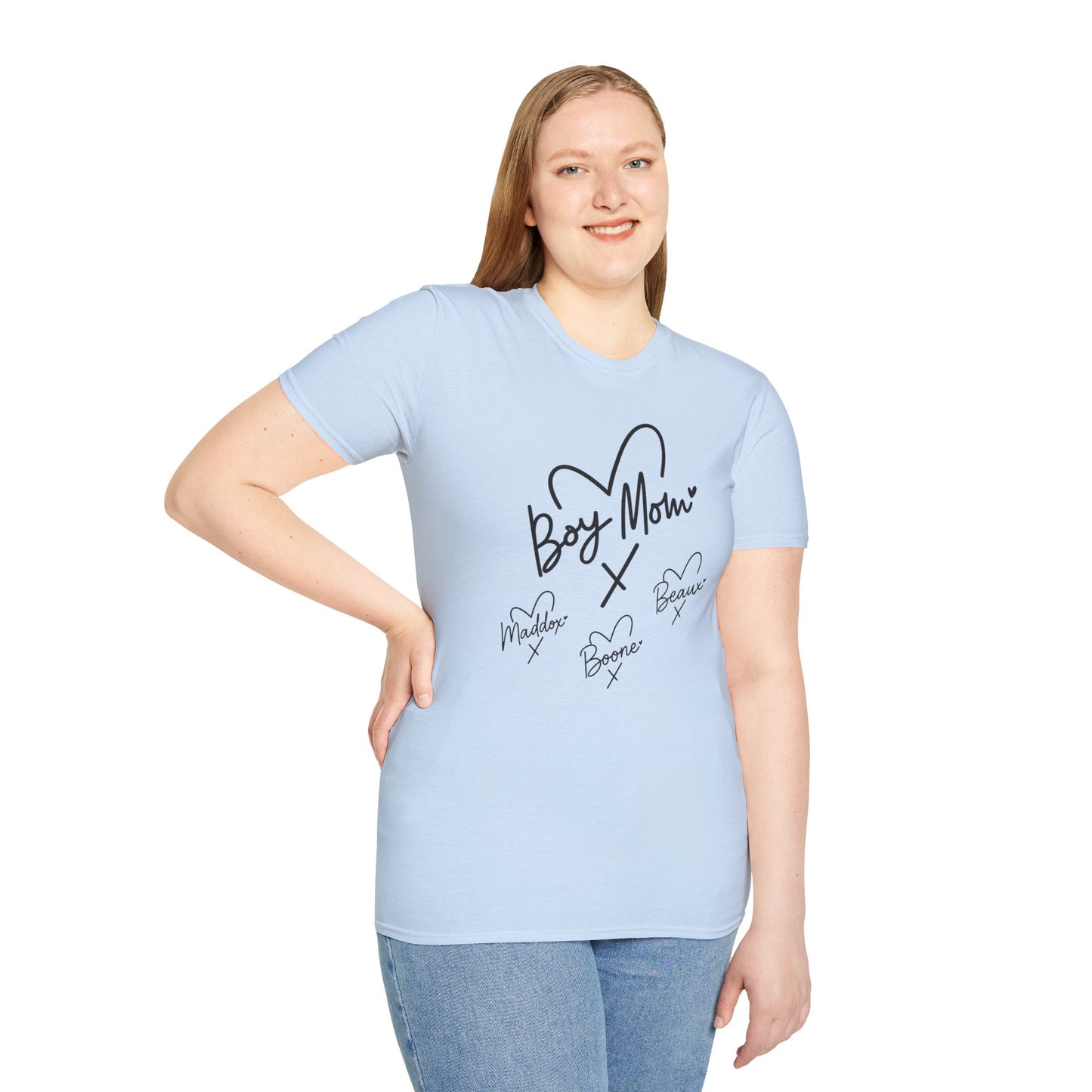 #CBS Boy Mom Heart T-Shirt – Casual Graphic Tee for Mothers ("Boy Mom" Script Design)