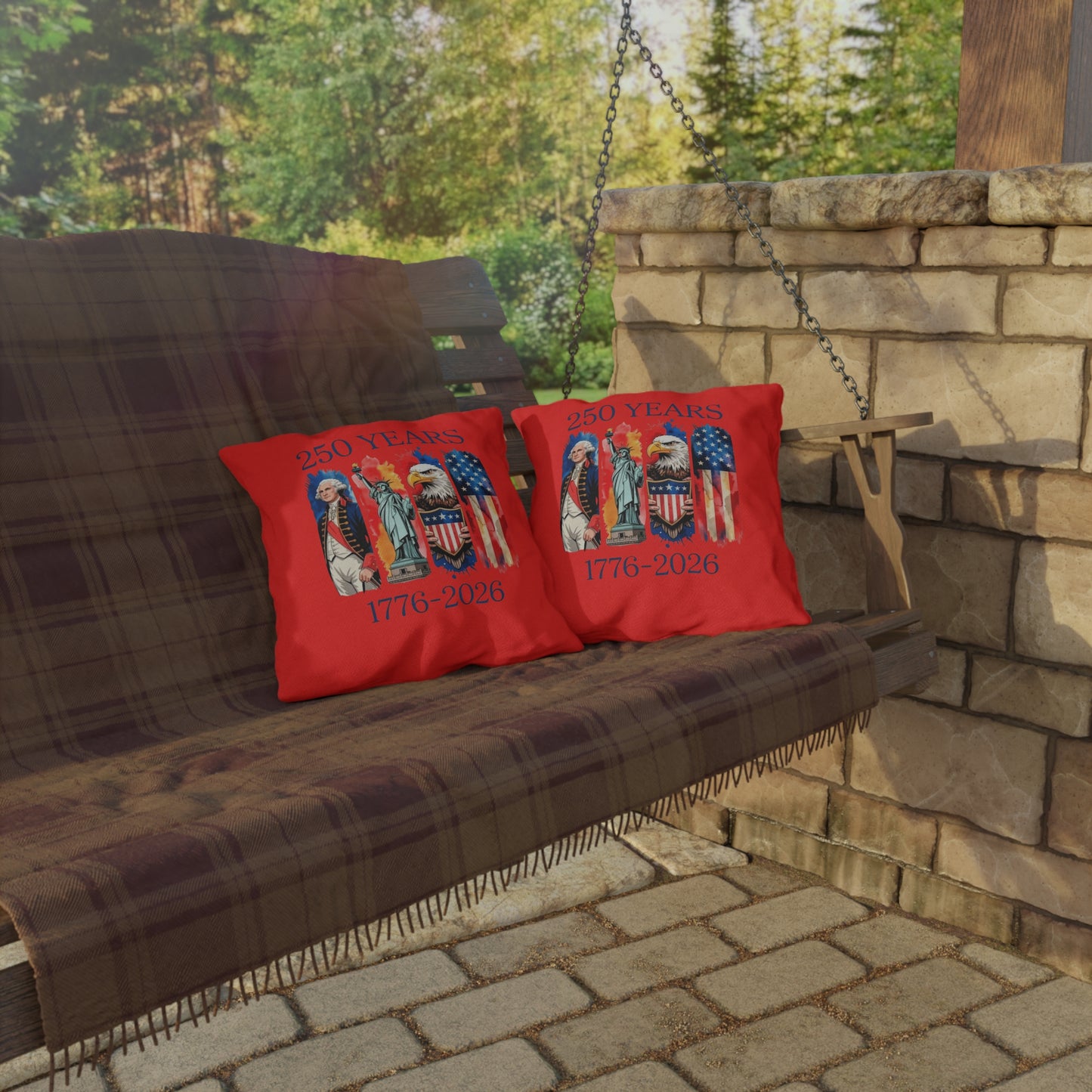 #250 250 Years American History Celebration 1776–2026 Patriotic Outdoor Throw Pillow