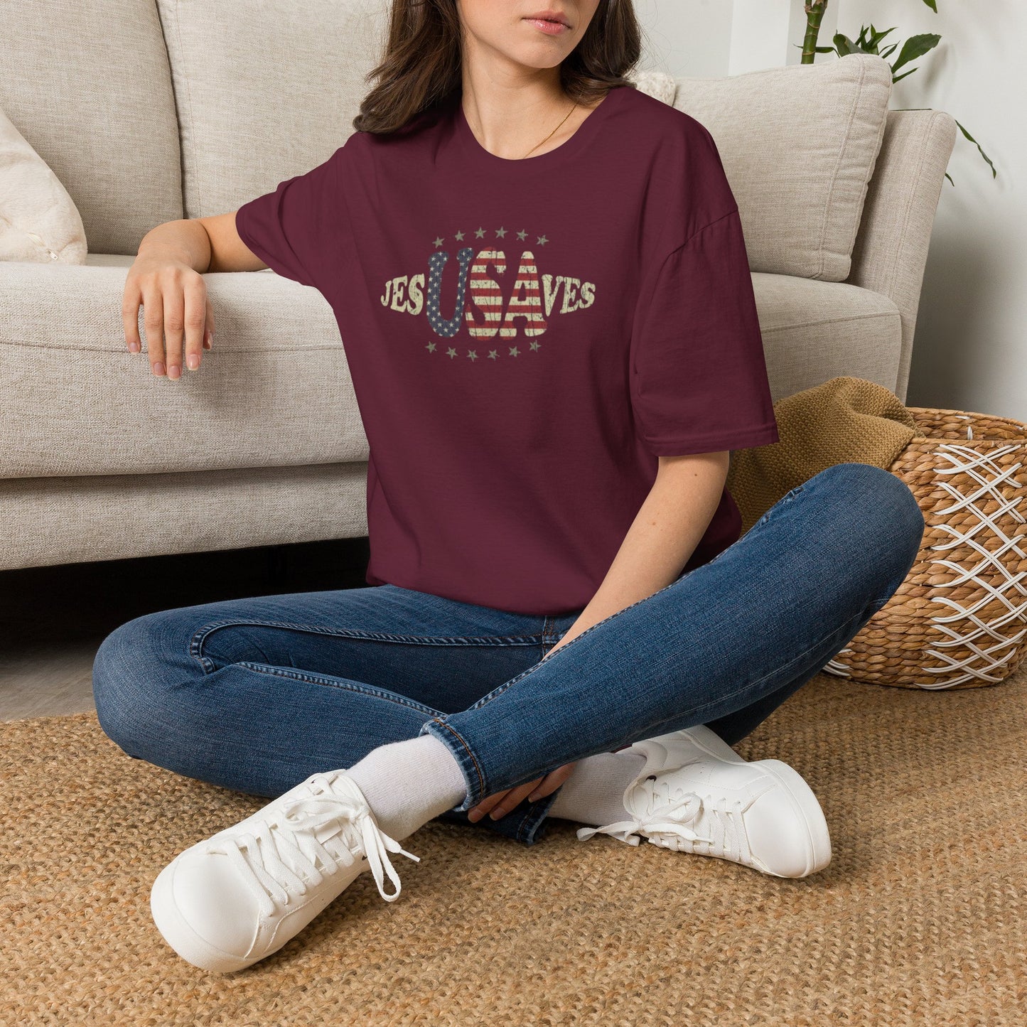 JesUSAves Patriotic T-Shirt — American Flag Christian Faith Tee