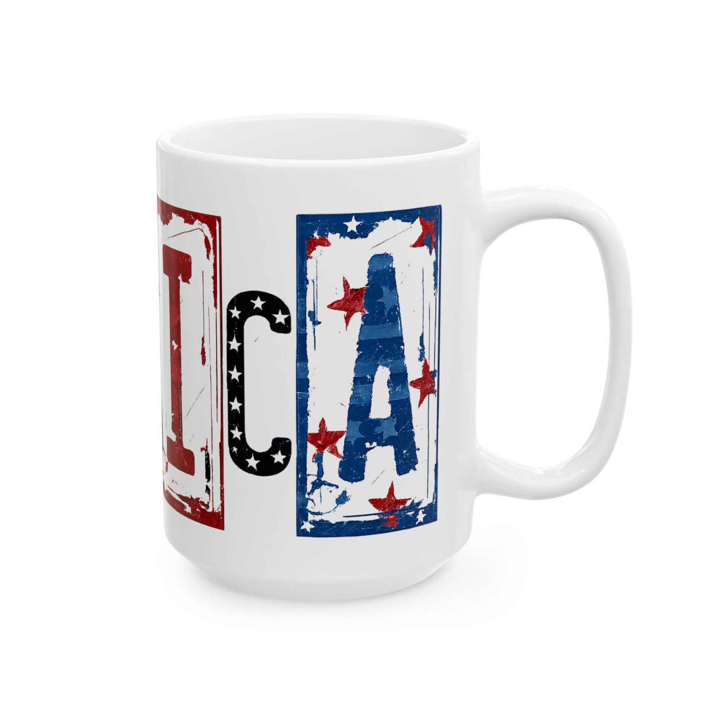 #250 America Retro Block Text Liberty Patriotic Ceramic Mug 15oz