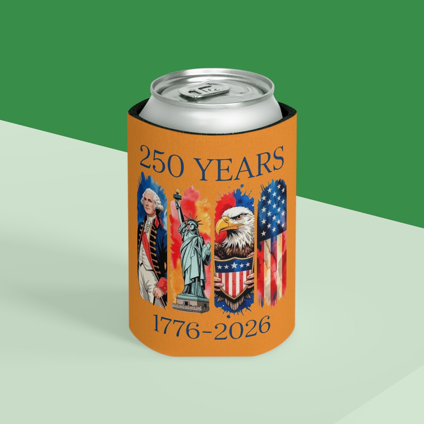 #250 250 Years American History Celebration 1776–2026 Patriotic Can Cooler - Beverage Koozie