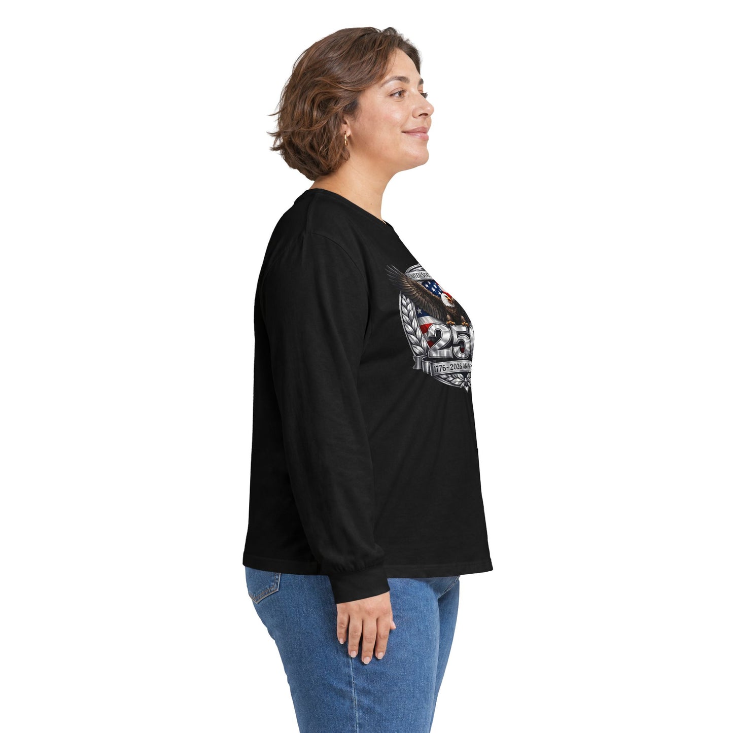 #250 Patriotic Bald Eagle 250 United States Emblem Long Sleeve Tee