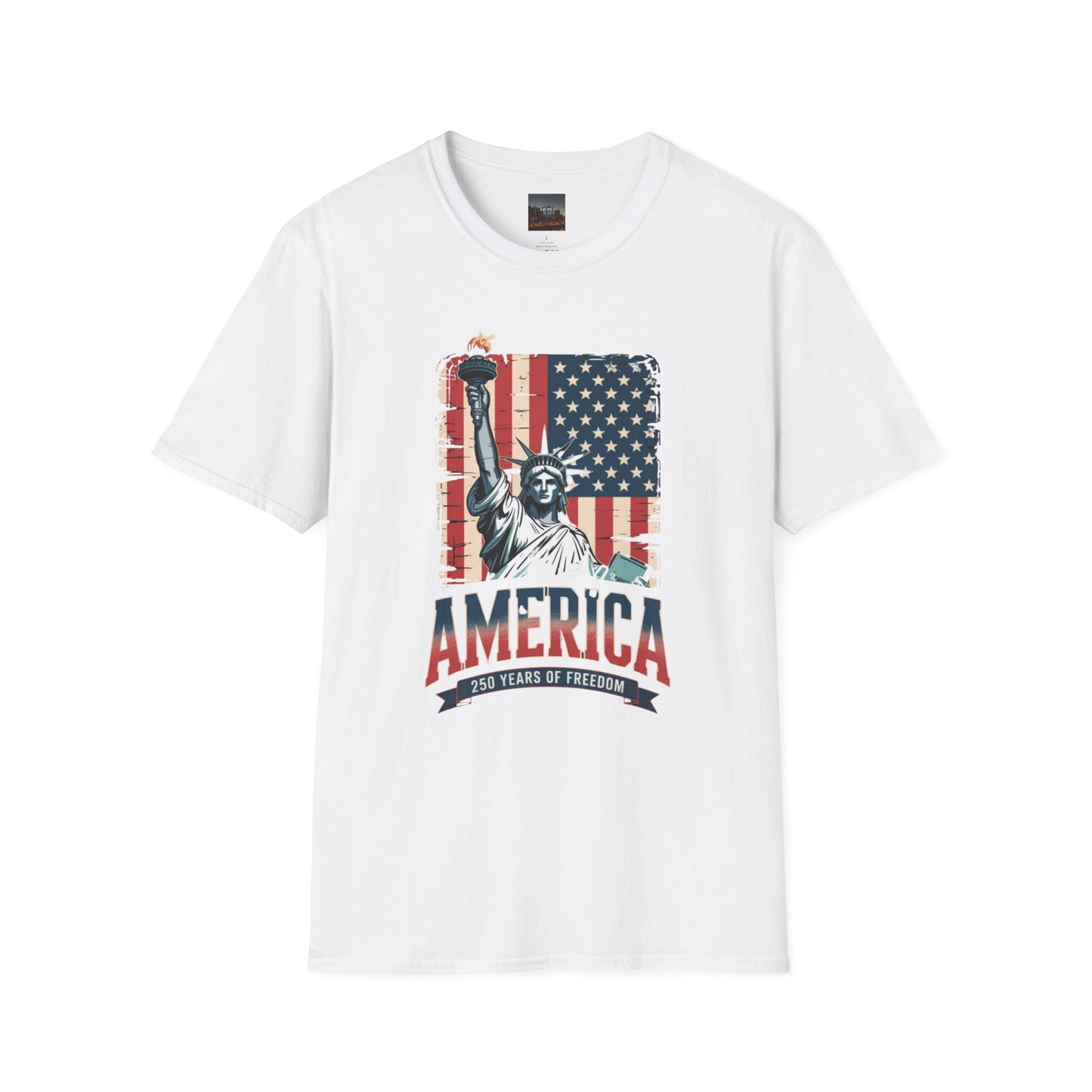 #250 Statue of Liberty American Flag 'America' Patriotic Independence Day T‑Shirt