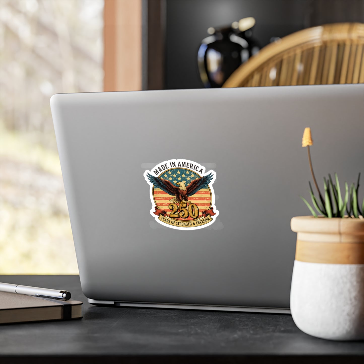 #250 Made in America Eagle 250th Anniversary Patriotic Vinyl Decal — Patriotic Kiss-Cut Sticker