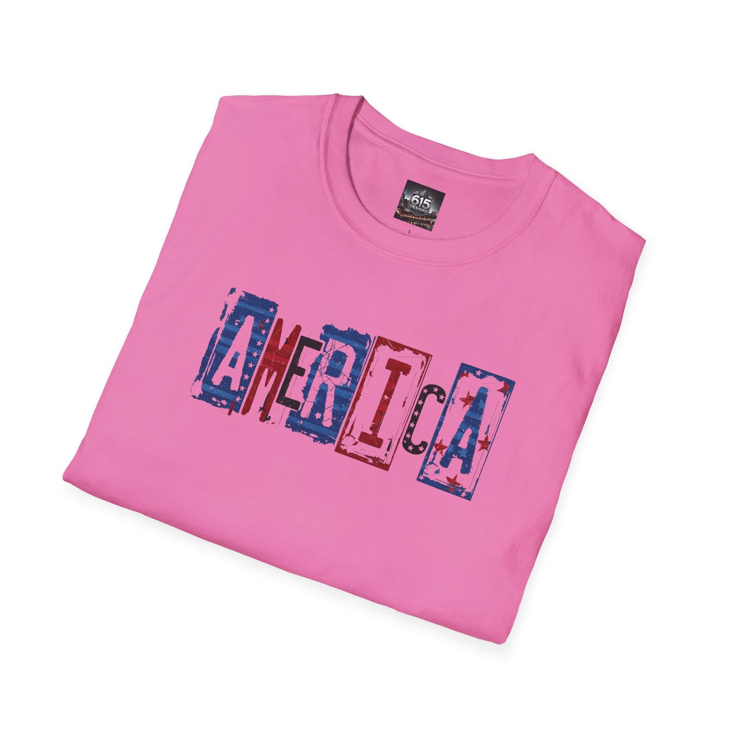 #250 America Retro Block Text Patriotic T-Shirt