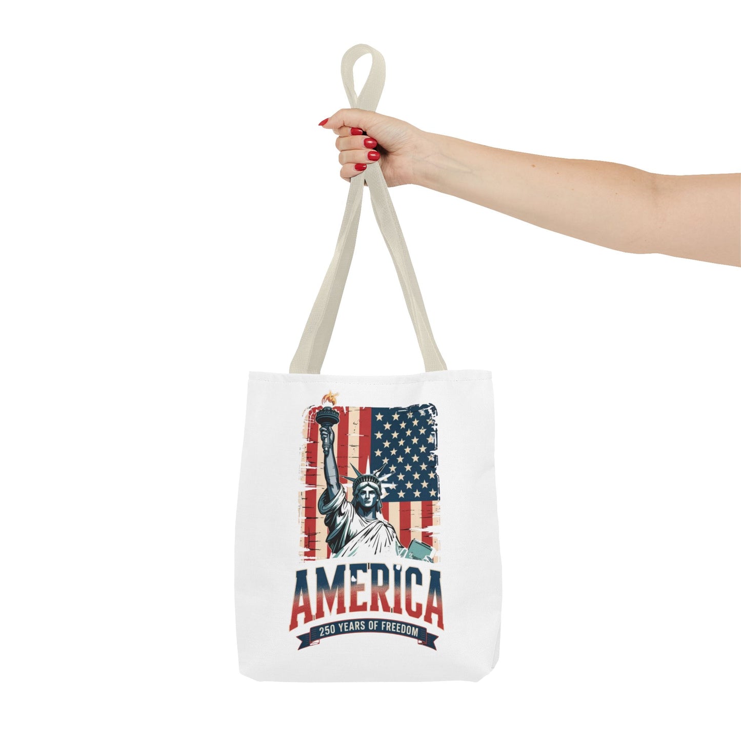 #250 Statue of Liberty American Flag 'America' Patriotic Independence Day Tote Bag