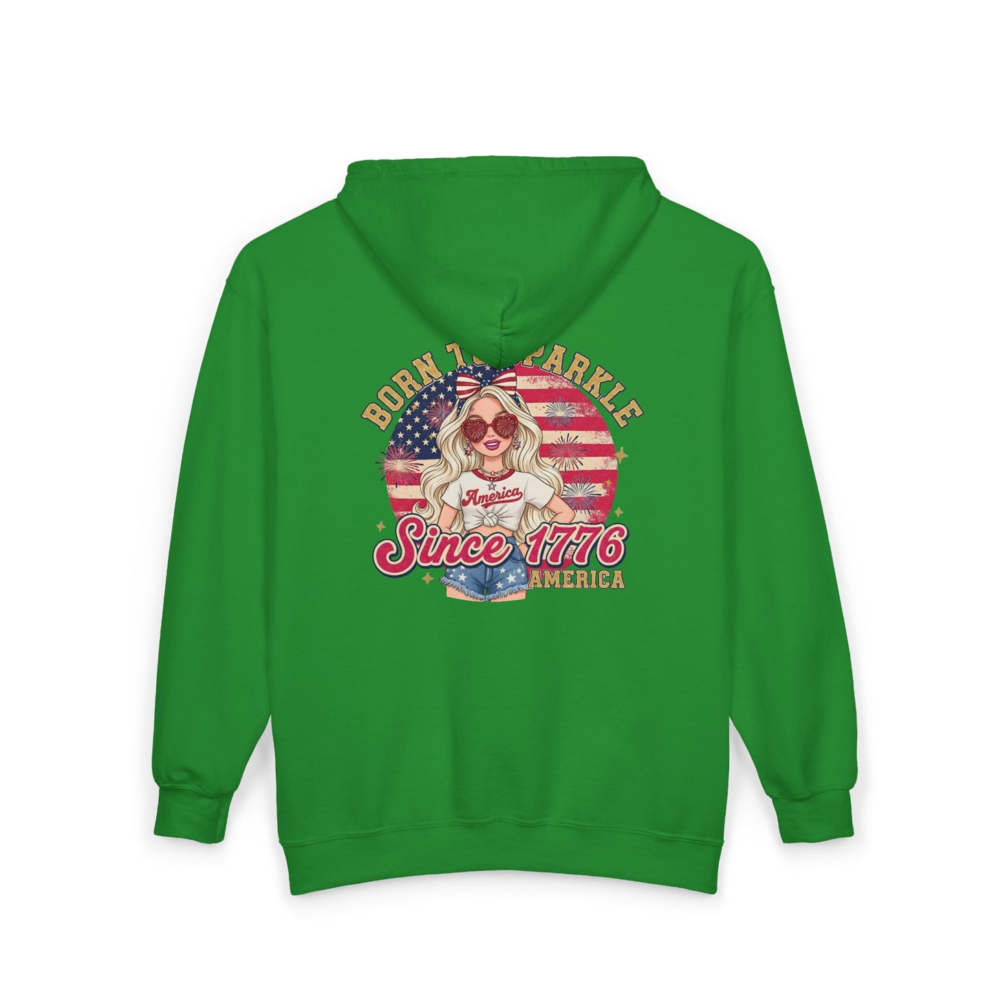 #250 "Born to Sparkle Since 1776" Patriotic Zip Hoodie