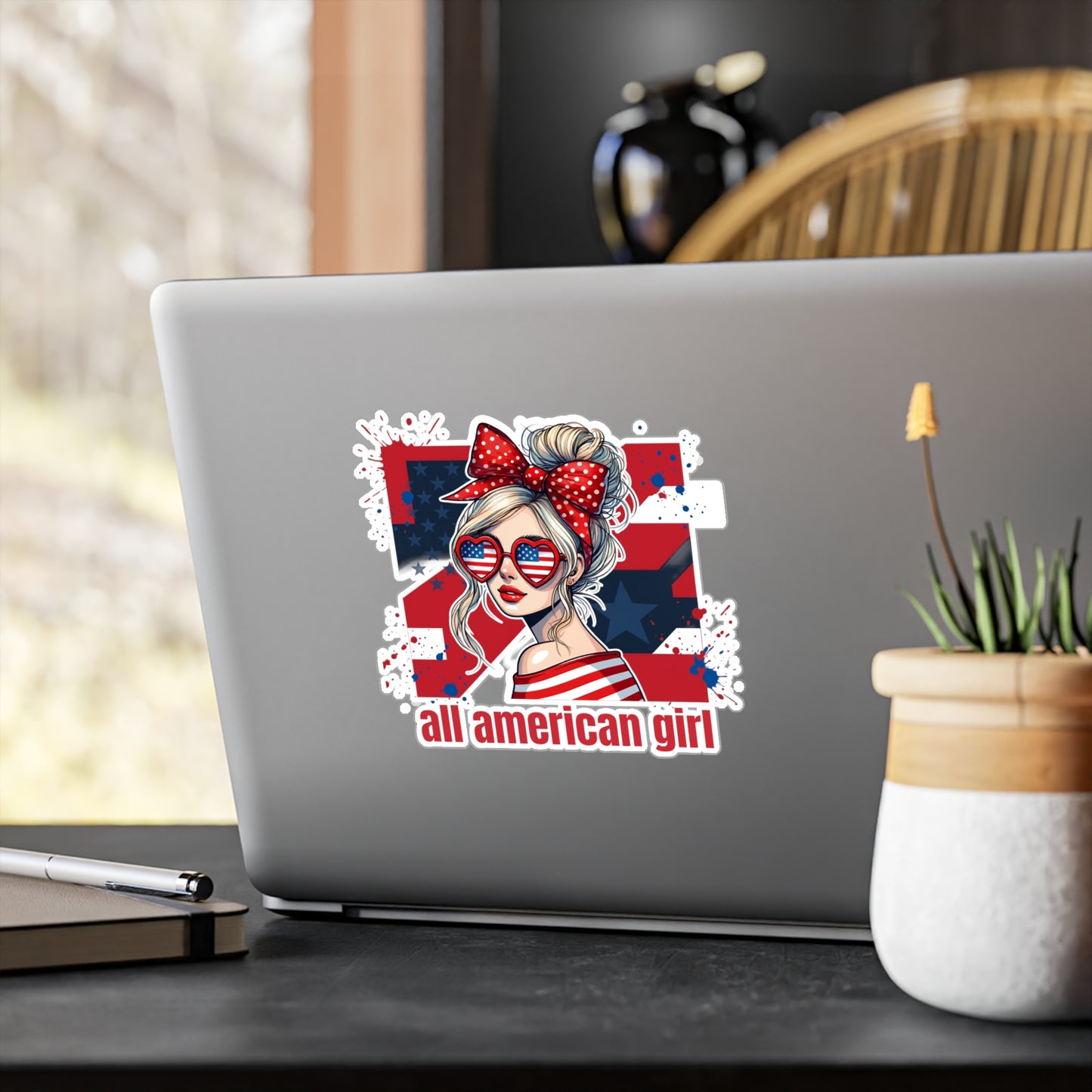 #250 All American Girl Patriotic Vinyl Sticker Kiss-Cut Decal (Fourth of July)