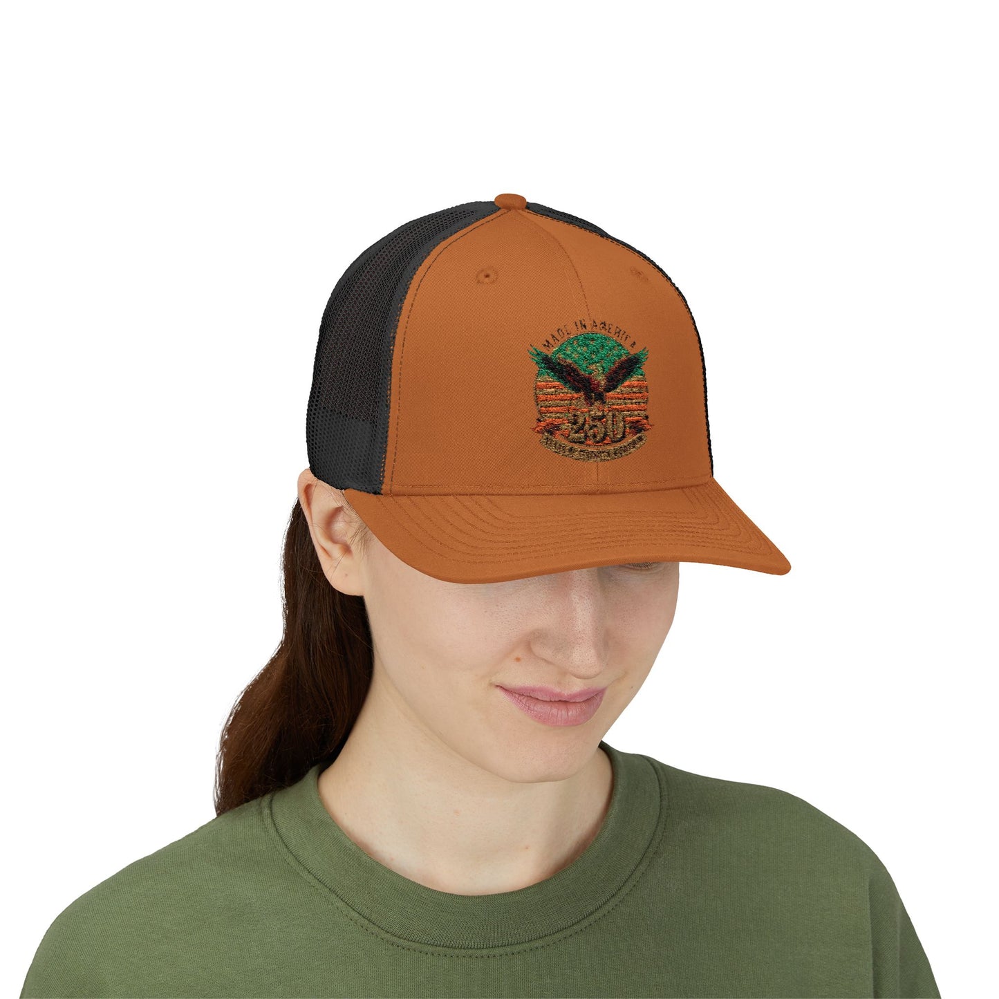 #250 Made in America Eagle 250th Anniversary Patriotic Snapback Trucker Cap