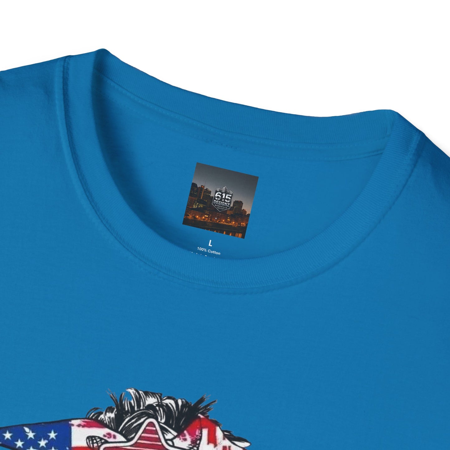 Mama USA Flag Messy Bun T-Shirt