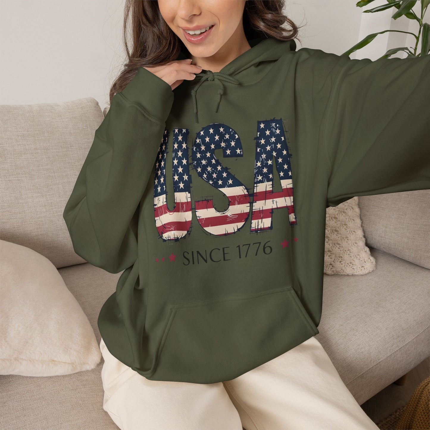 #250 USA Flag "USA Since 1776" Patriotic Hoodie