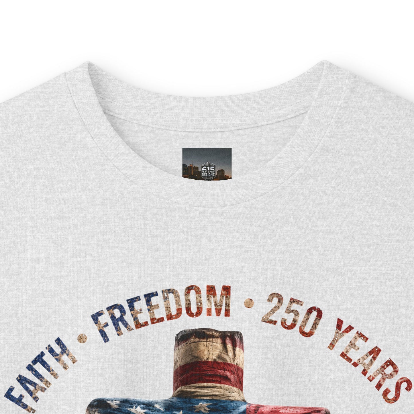#250 Faith • Freedom 250 Years American Flag Cross & Eagle 1776-2026 Long Sleeve Tee