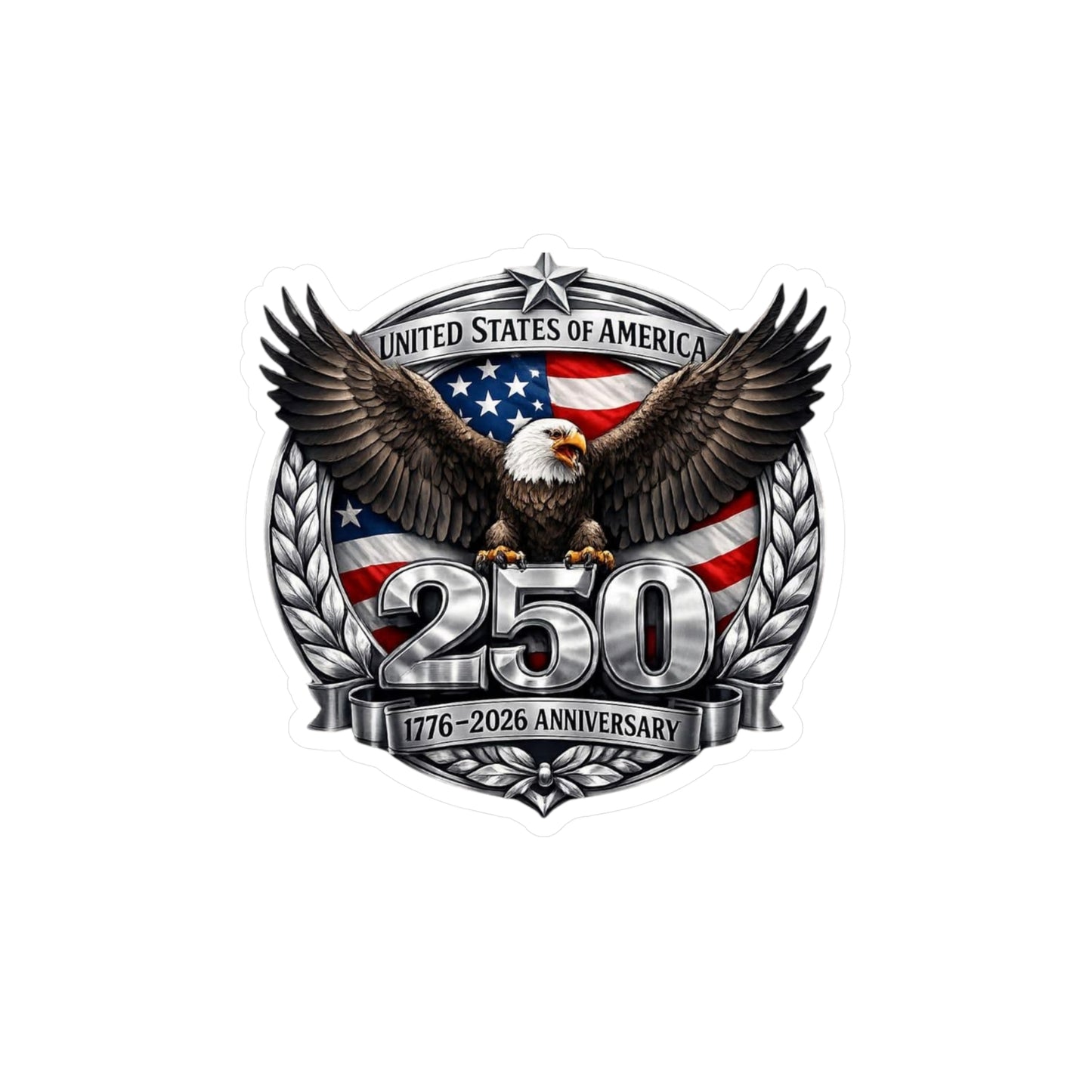 #250 Patriotic Bald Eagle 250 United States Emblem Vinyl Kiss-Cut Decal