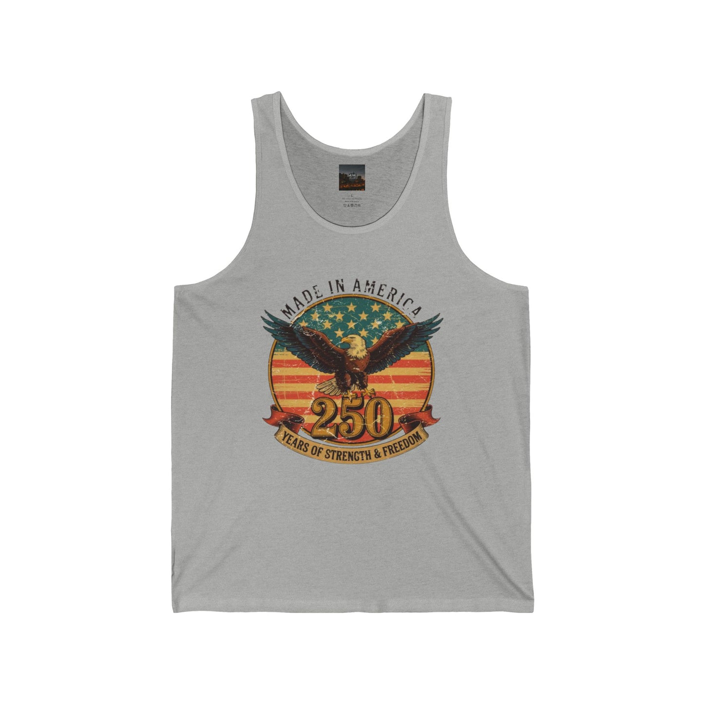 #250 Made in America Eagle 250th Anniversary Patriotic Jersey Tank Top