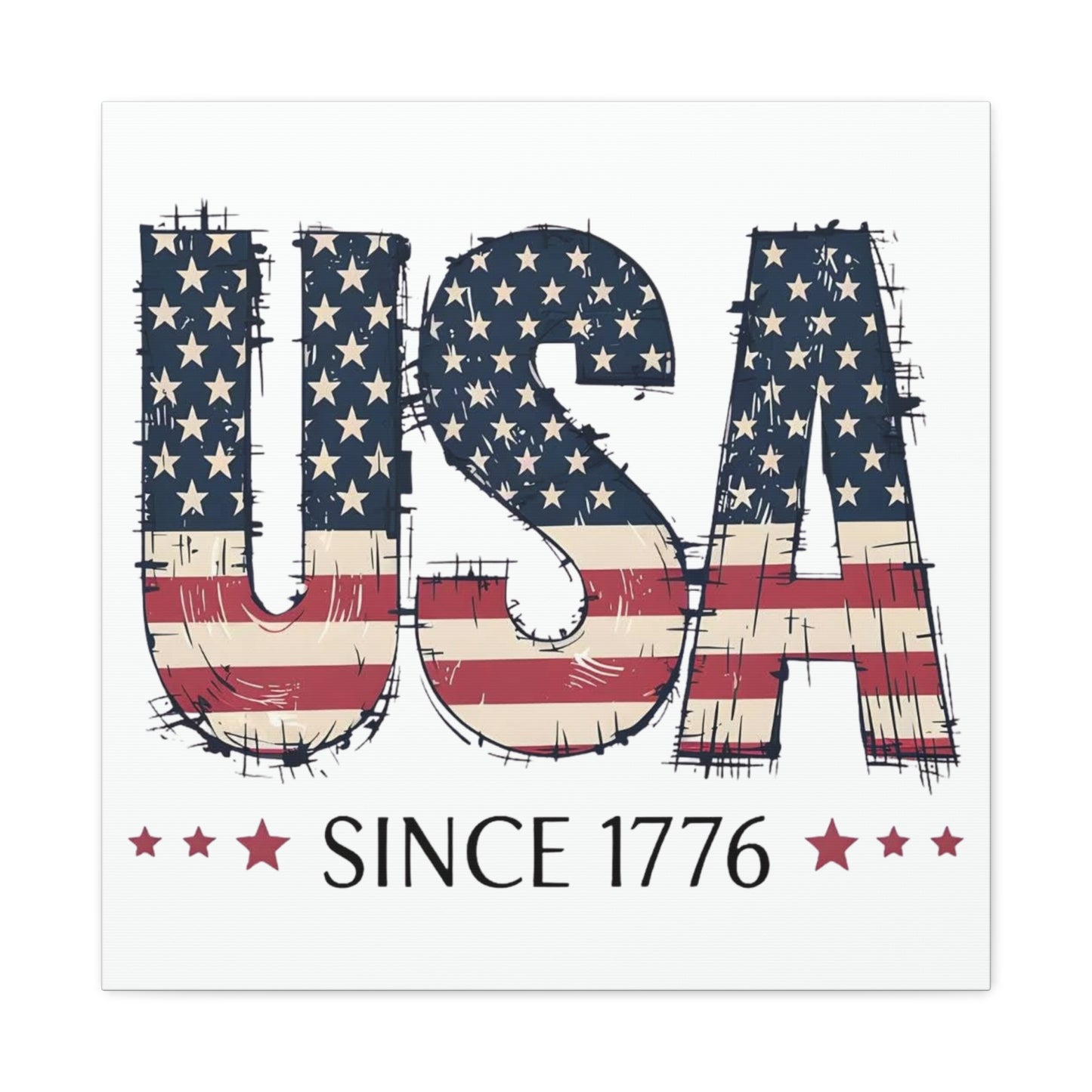 #250 USA Flag "USA Since 1776" Patriotic Matte Canvas Wall Art