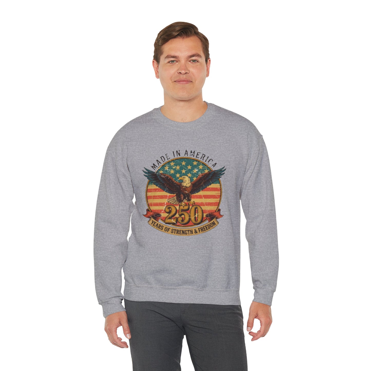 #250 Made in America Eagle 250th Anniversary Patriotic Crewneck Sweatshirt