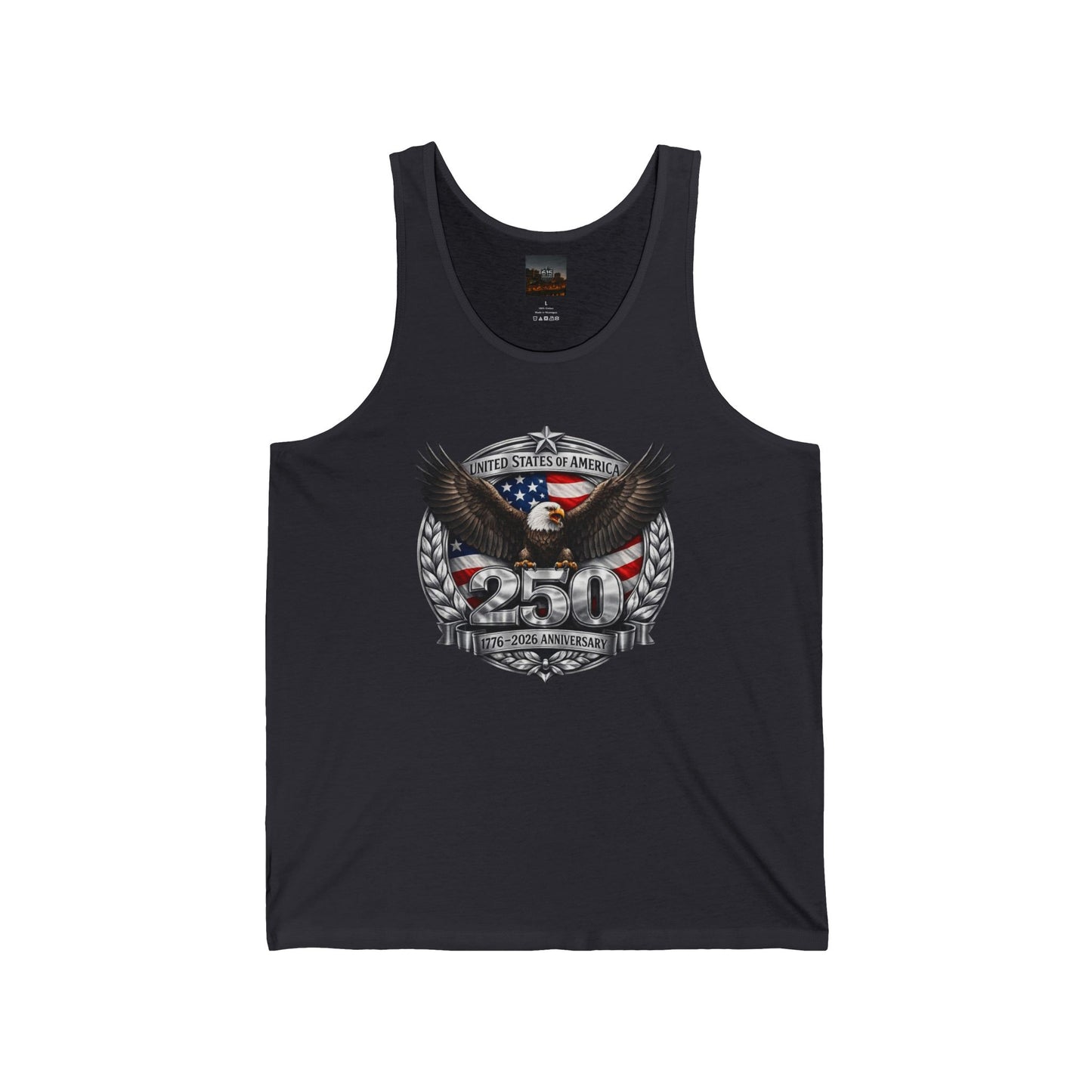 #250 Patriotic Bald Eagle 250 United States Emblem Jersey Tank Top