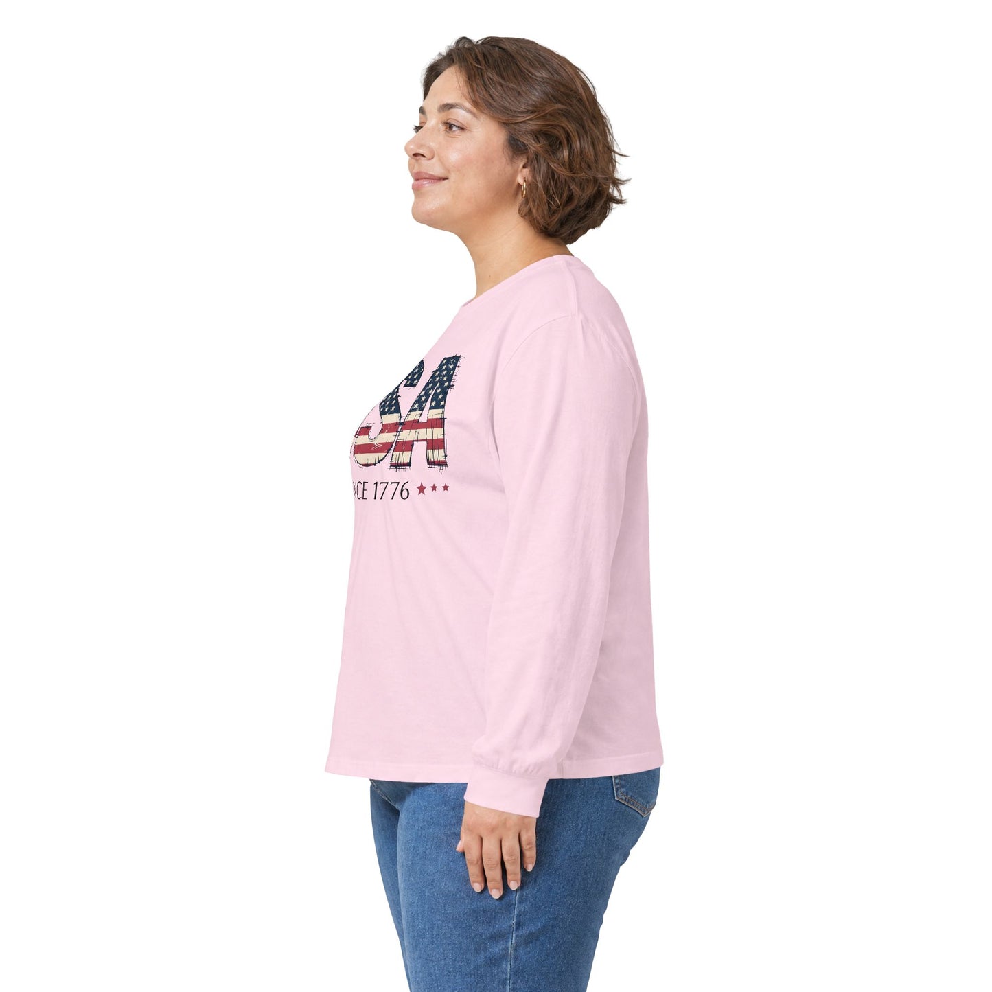#250 USA Flag "USA Since 1776" Patriotic Long Sleeve Tee