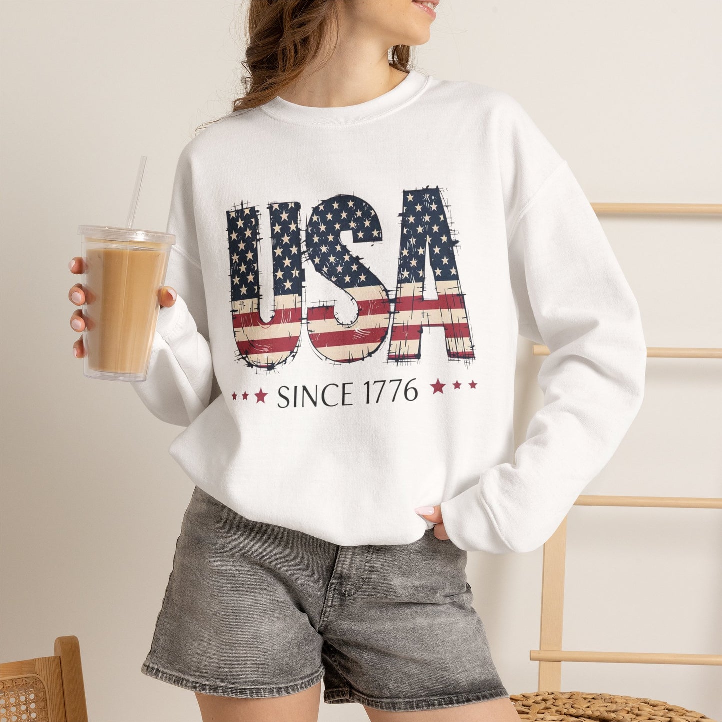 #250 USA Flag "USA Since 1776" Patriotic Crewneck Sweatshirt