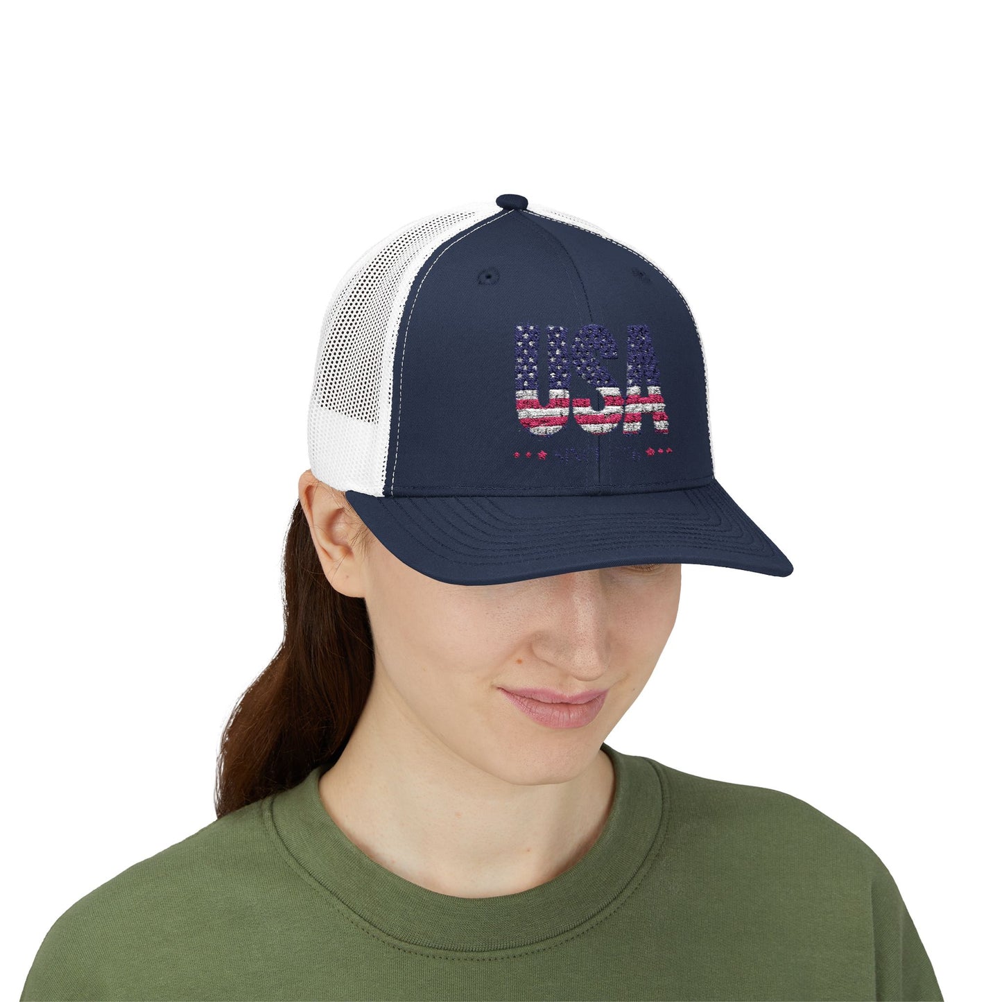 #250 USA Flag "USA Since 1776" Patriotic Snapback Trucker Cap