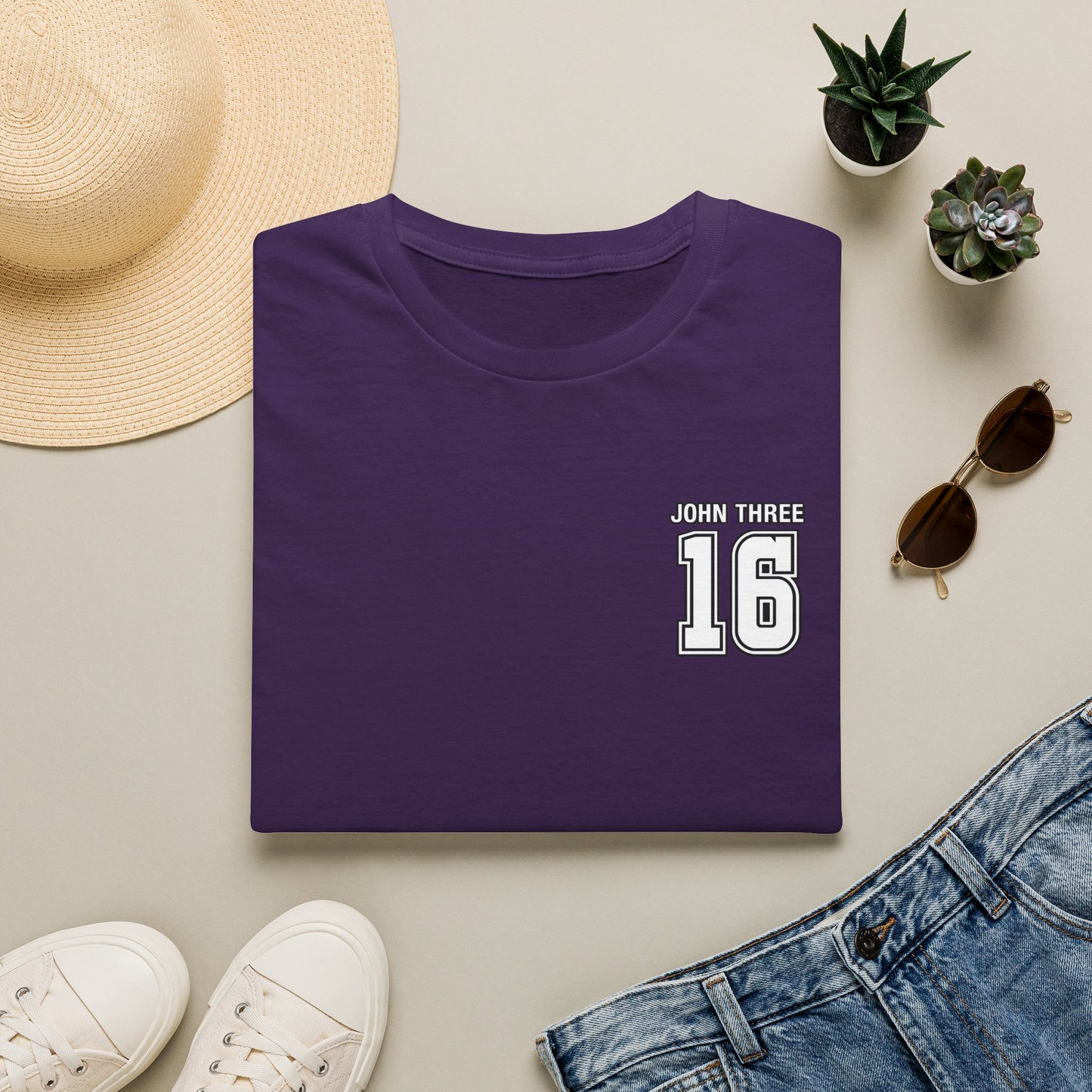 John Three 16 Chest and Back Jersey Print with Scripture Tee