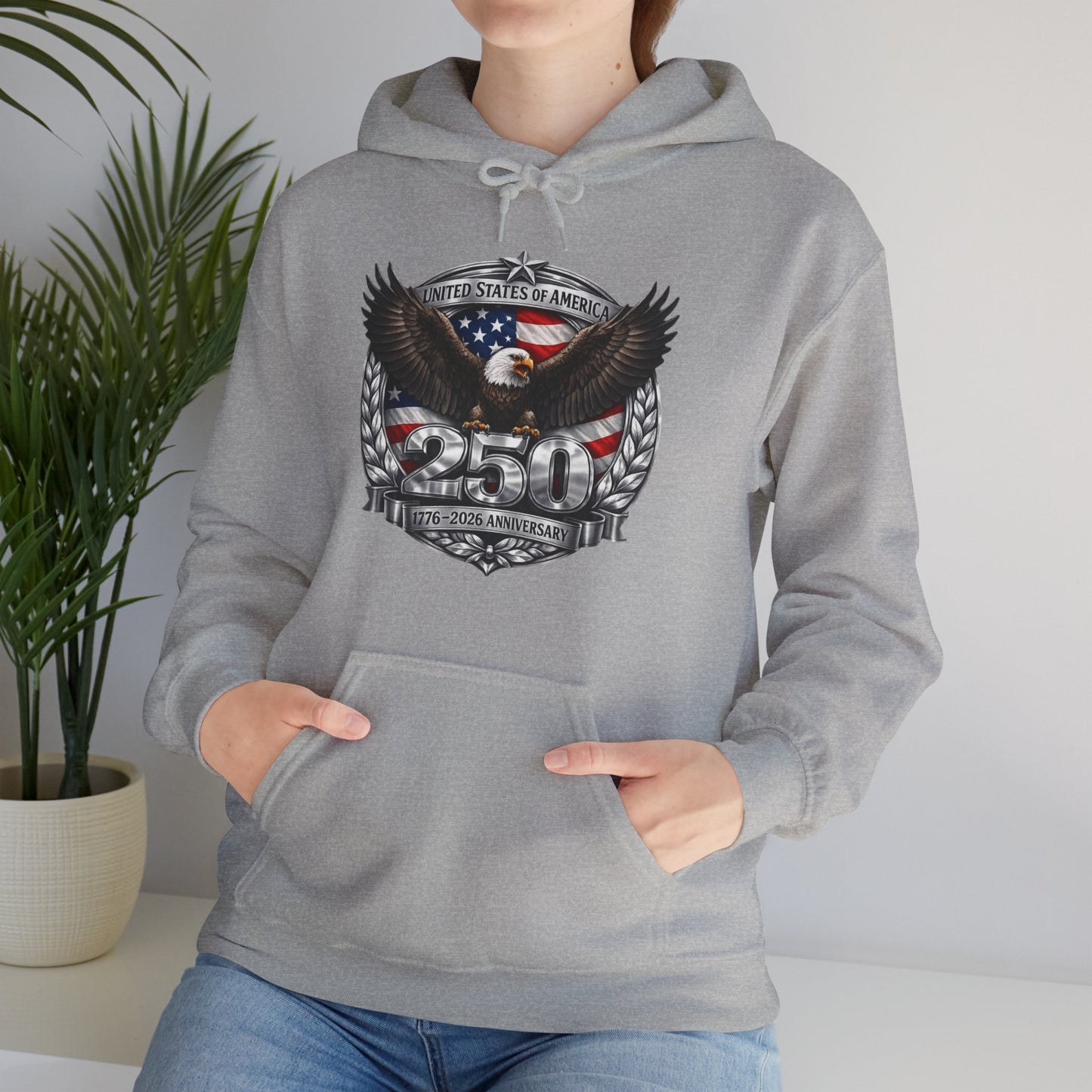 #250 Patriotic Bald Eagle 250 United States Emblem Hoodie