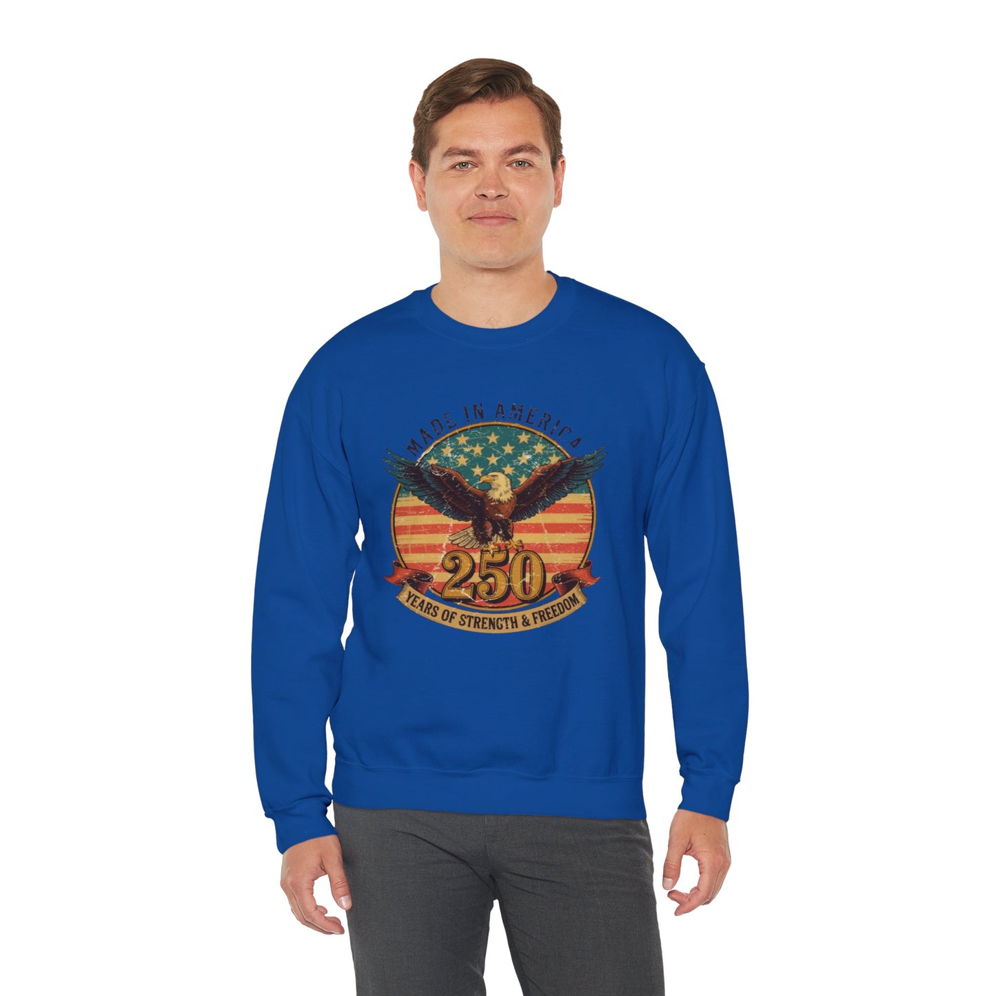 #250 Made in America Eagle 250th Anniversary Patriotic Crewneck Sweatshirt