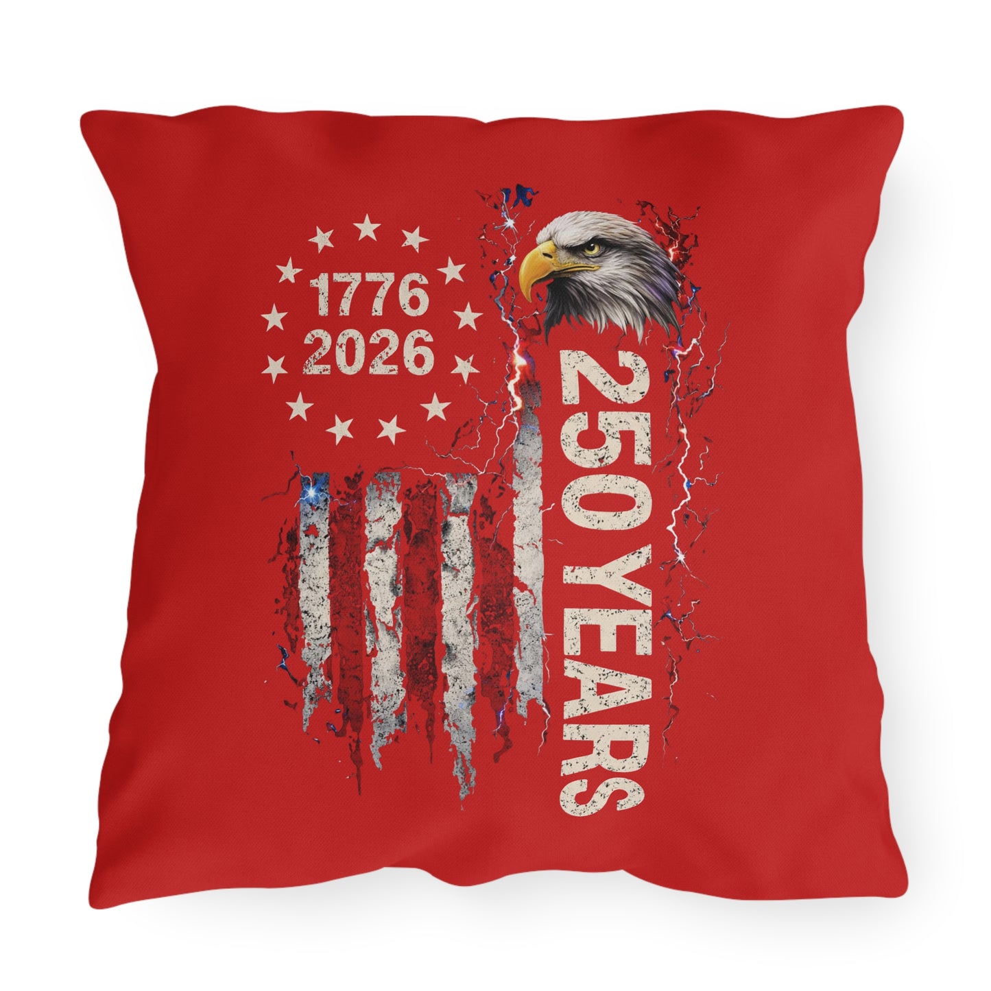 #250 1776-2026 250 Years USA Bicentennial Eagle Outdoor Throw Pillow