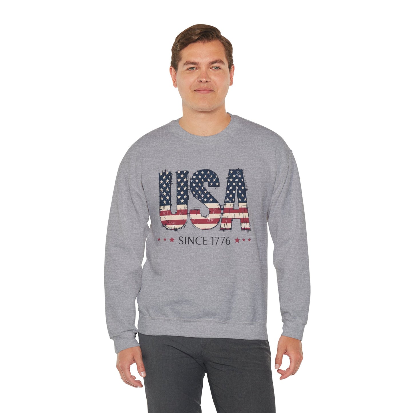 #250 USA Flag "USA Since 1776" Patriotic Crewneck Sweatshirt