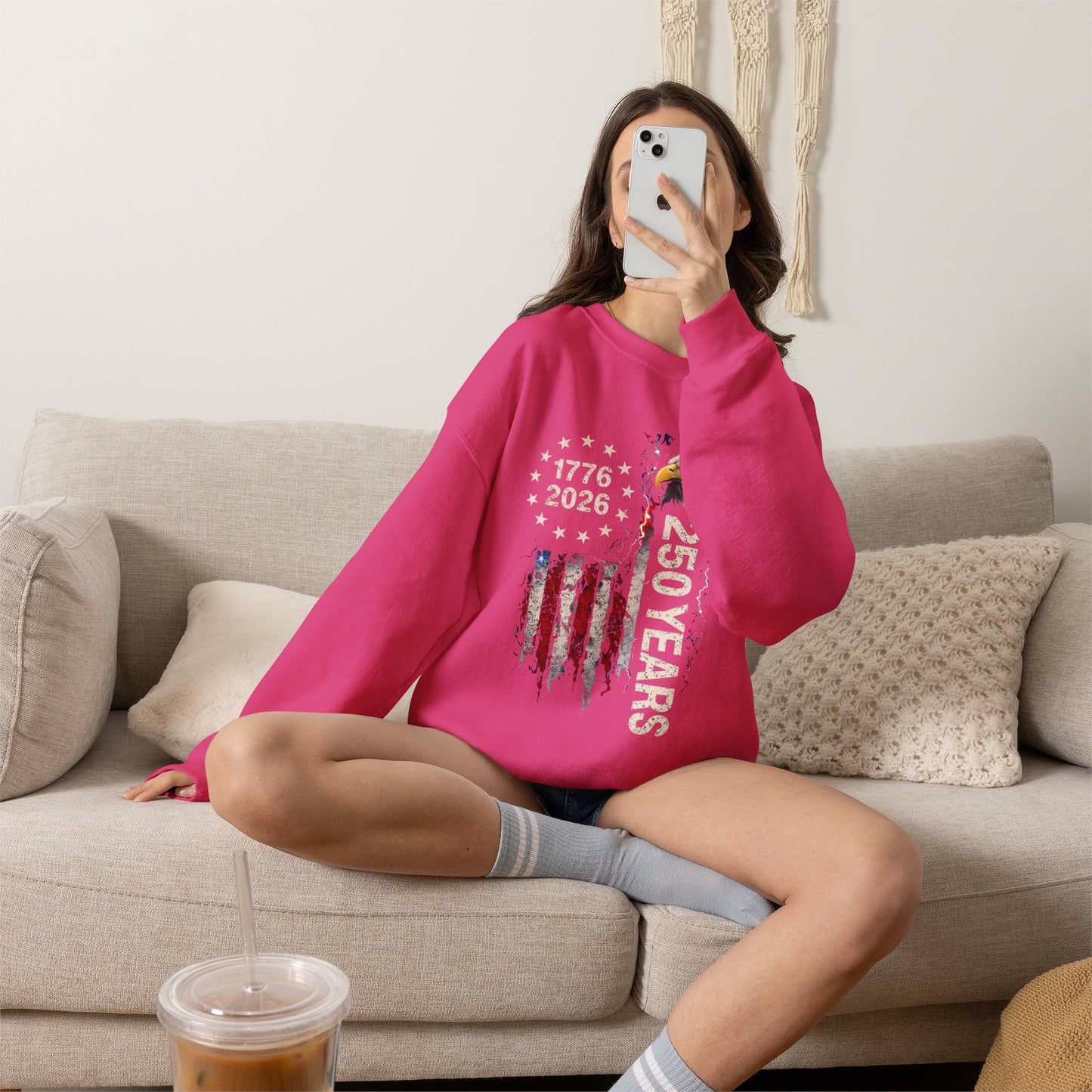 #250 1776-2026 250 Years USA Bicentennial Eagle Crewneck Sweatshirt