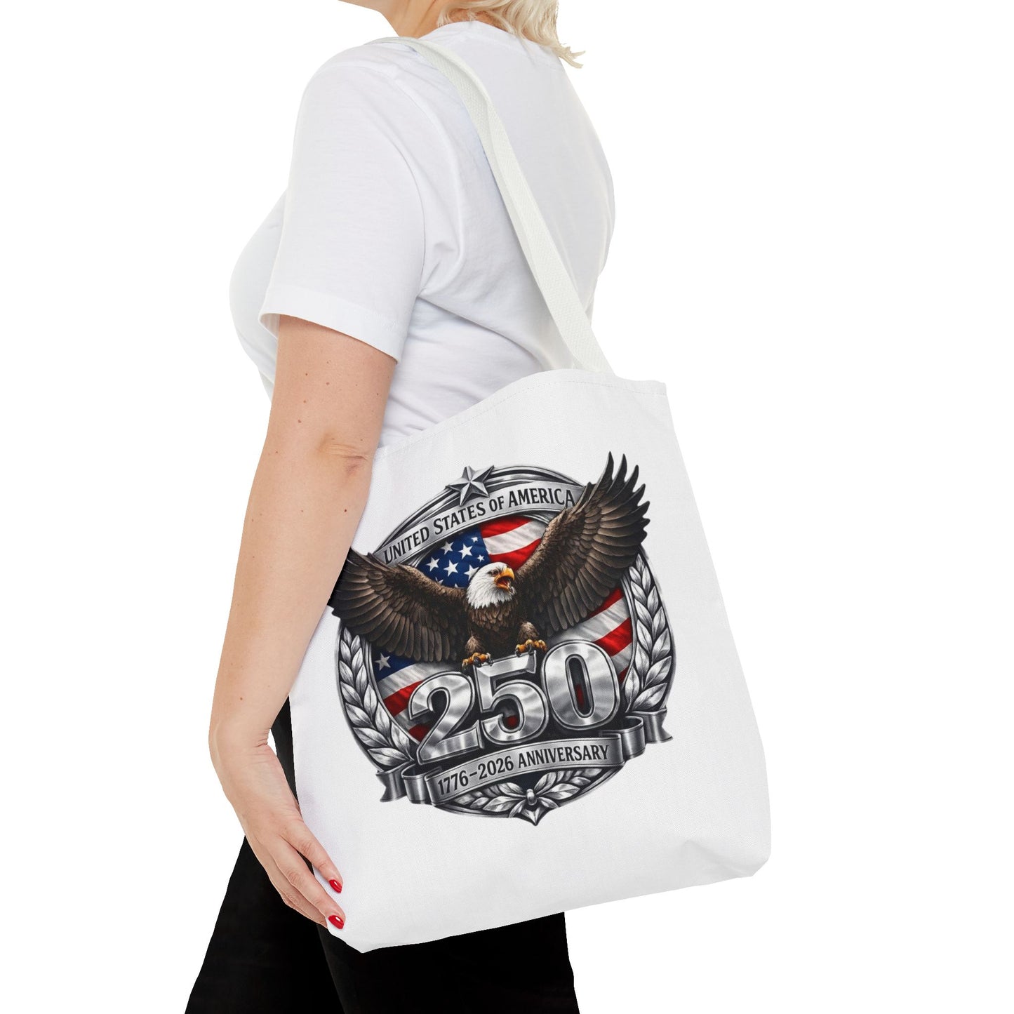 #250 Patriotic Bald Eagle 250 United States Emblem Tote Bag