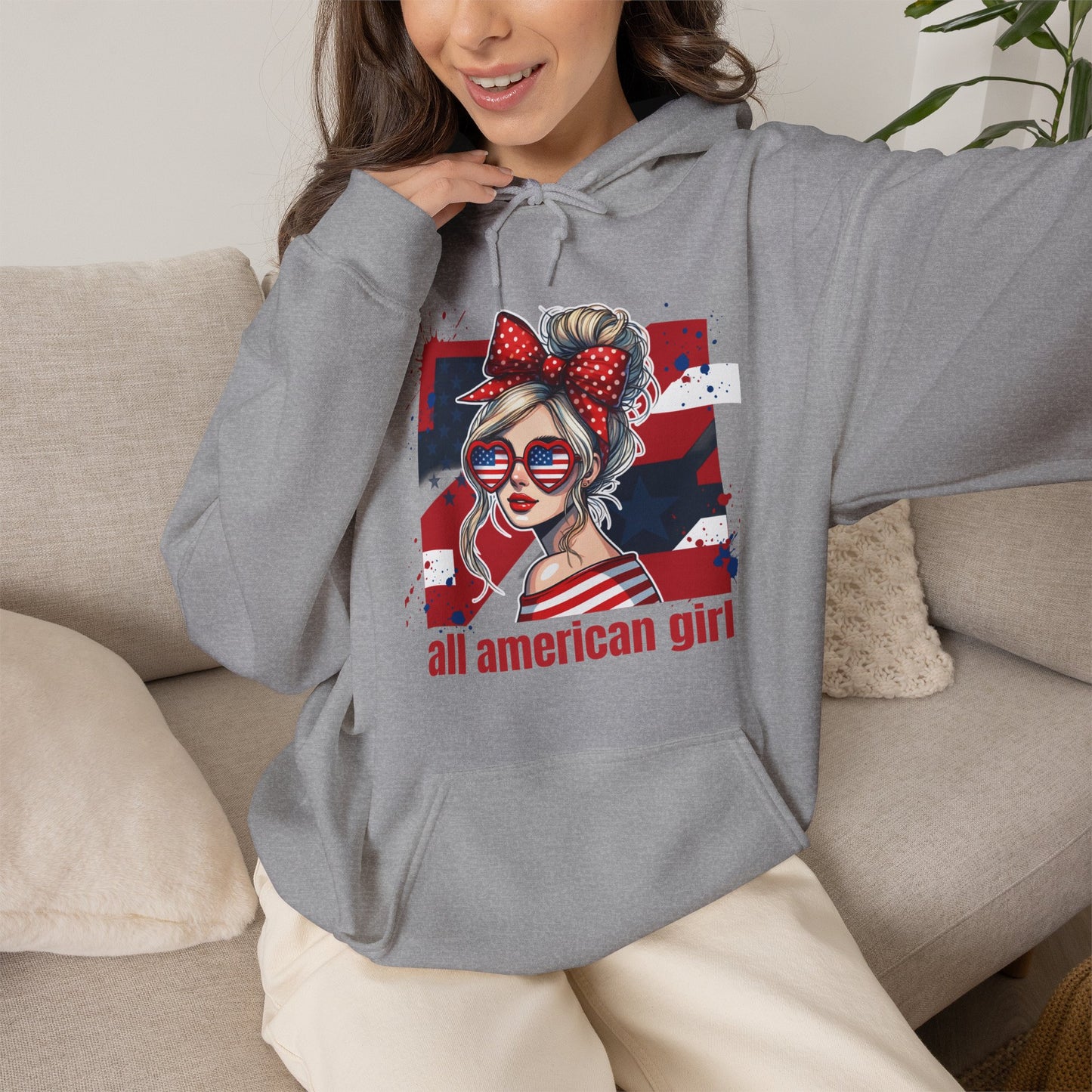 #250 All American Girl Patriotic Hoodie