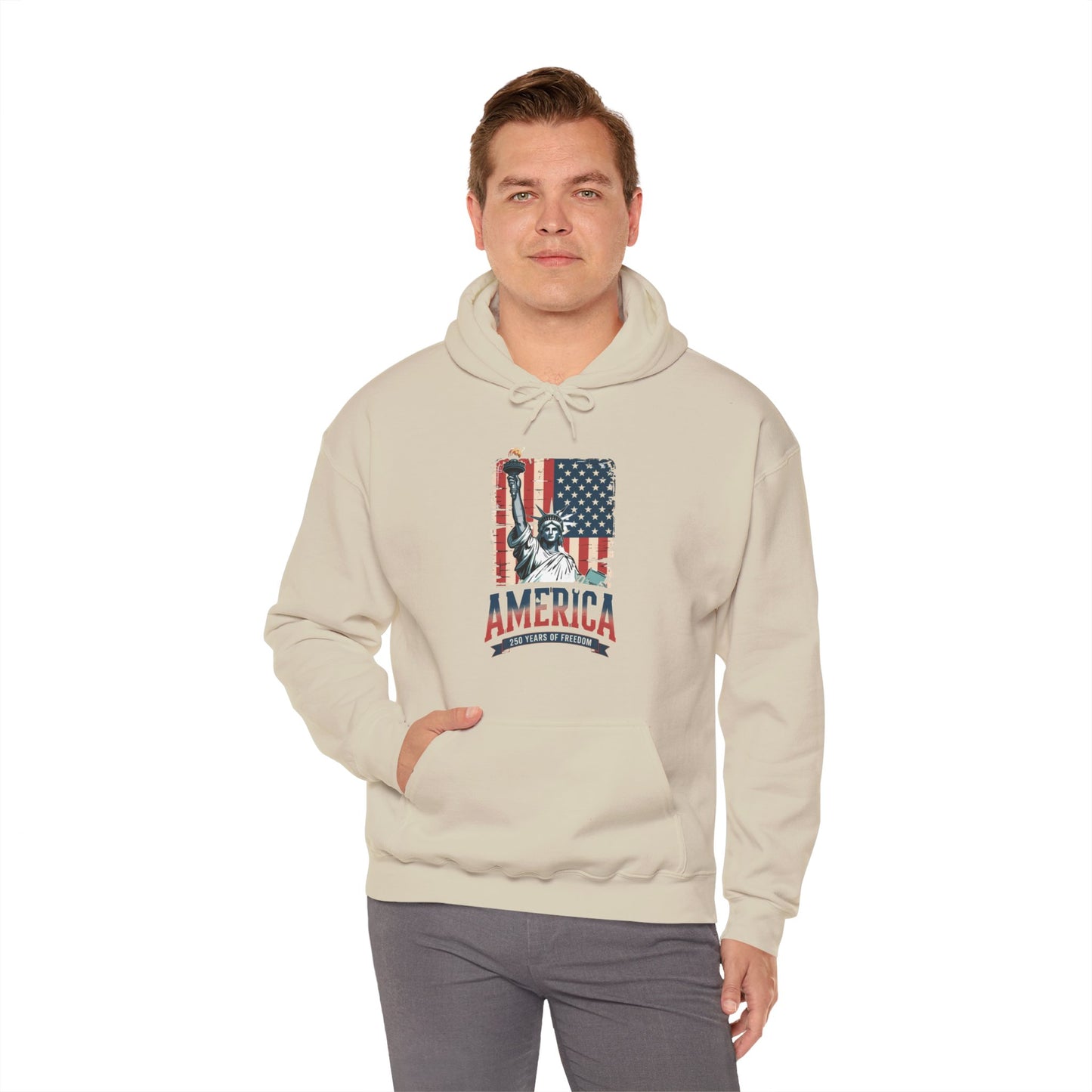 #250 Statue of Liberty American Flag 'America' Patriotic Independence Day Hoodie