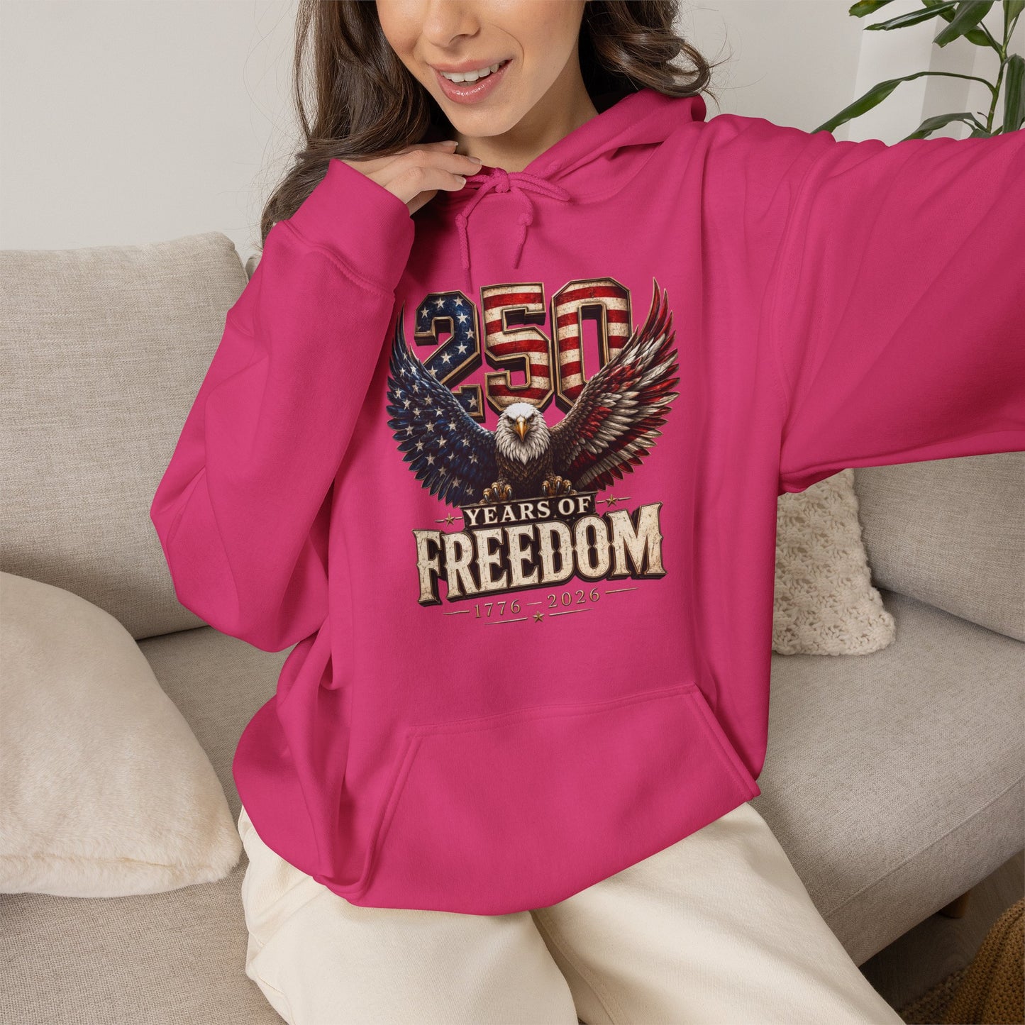 #250 250 Years of Freedom Eagle Patriotic American Flag Anniversary (1776–2026) Patriotic Hoodie