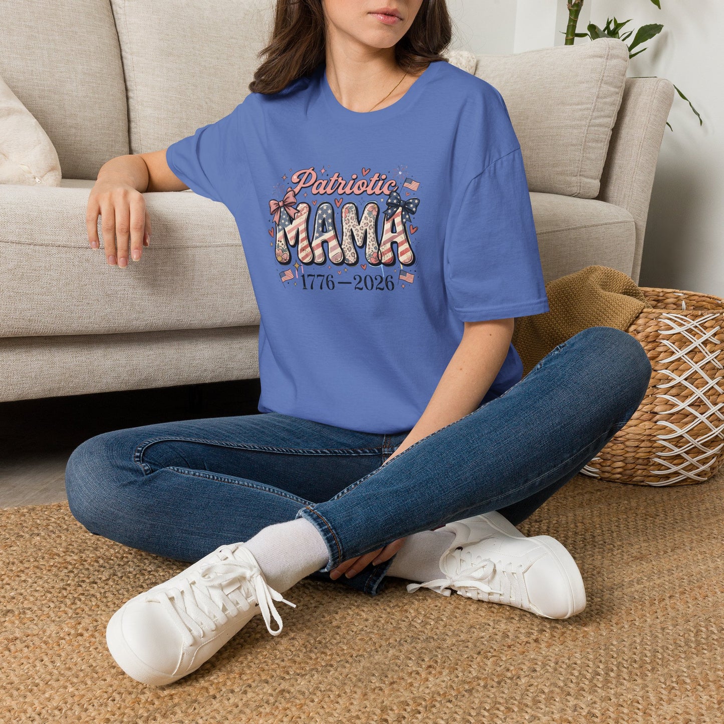 #250 Patriotic Mama 1776–2026 American Flag T-Shirt
